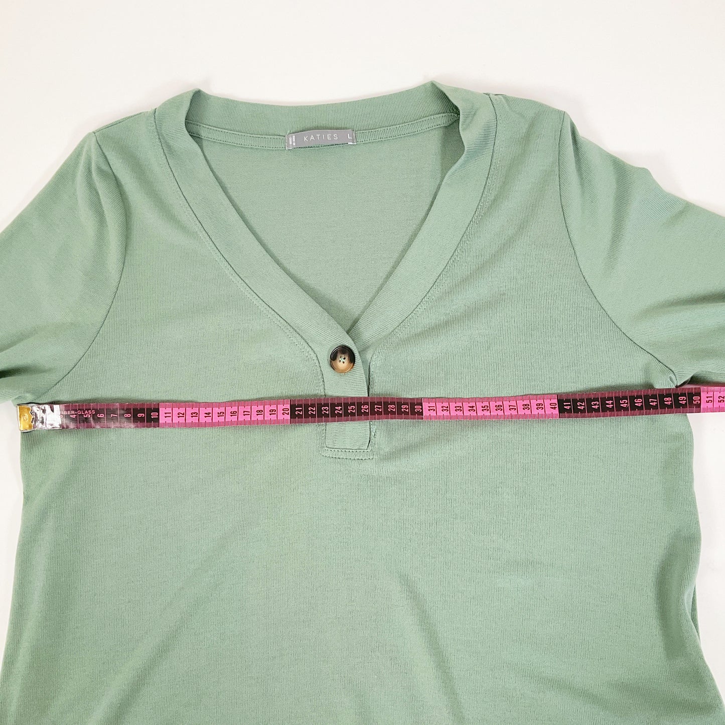 Katies - Sage Green V-Neck Button Top