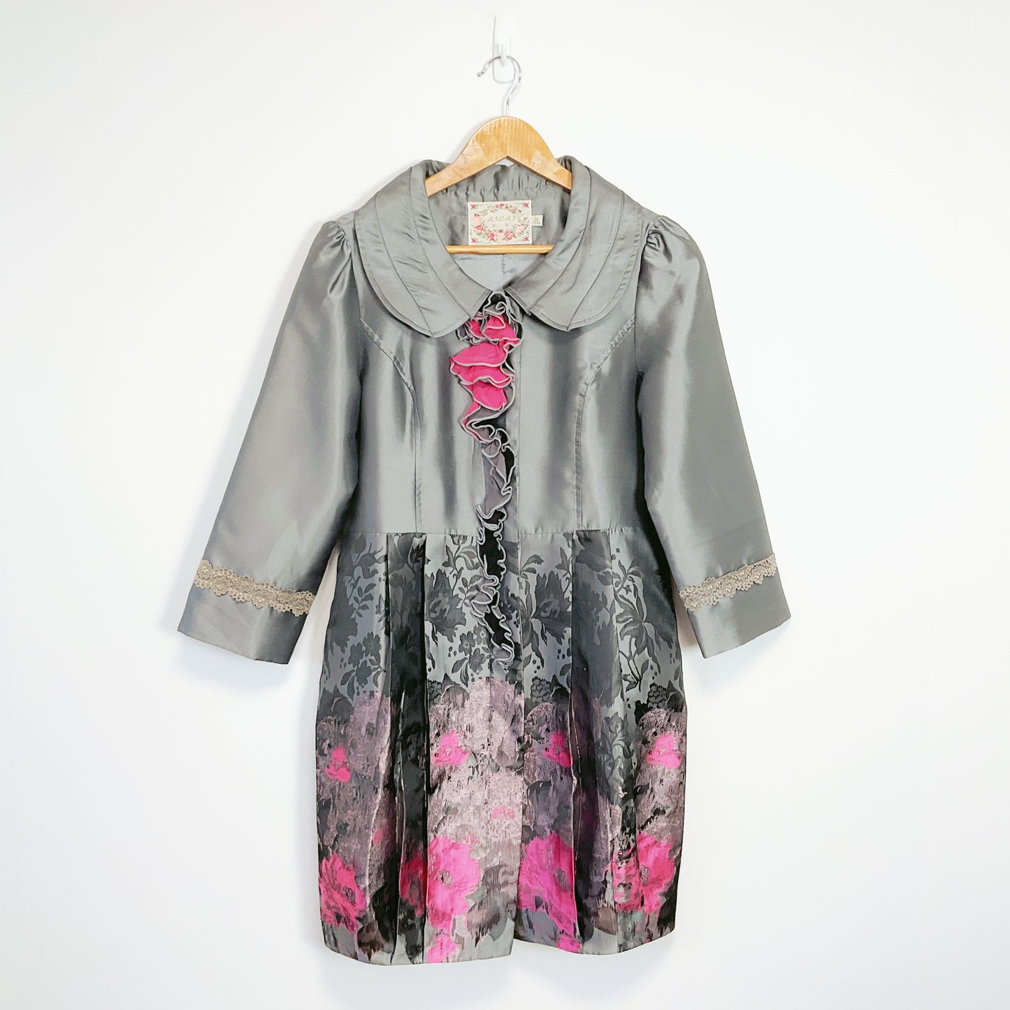 AILAI - Mulberry Silk Lining Grey Coat-Style Dress