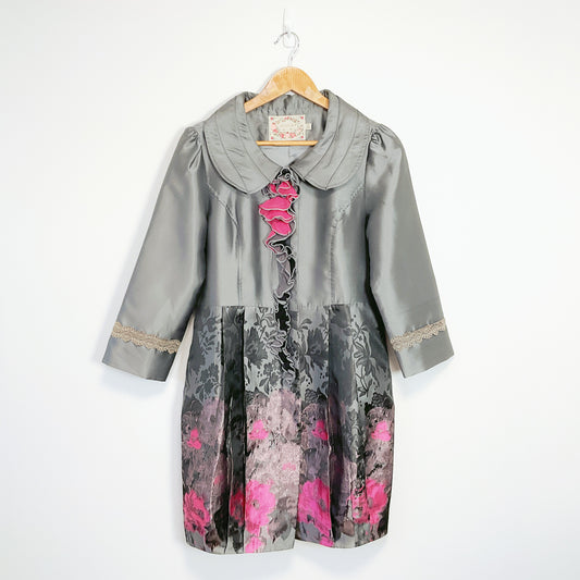 AILAI - Mulberry Silk Lining Grey Coat-Style Dress