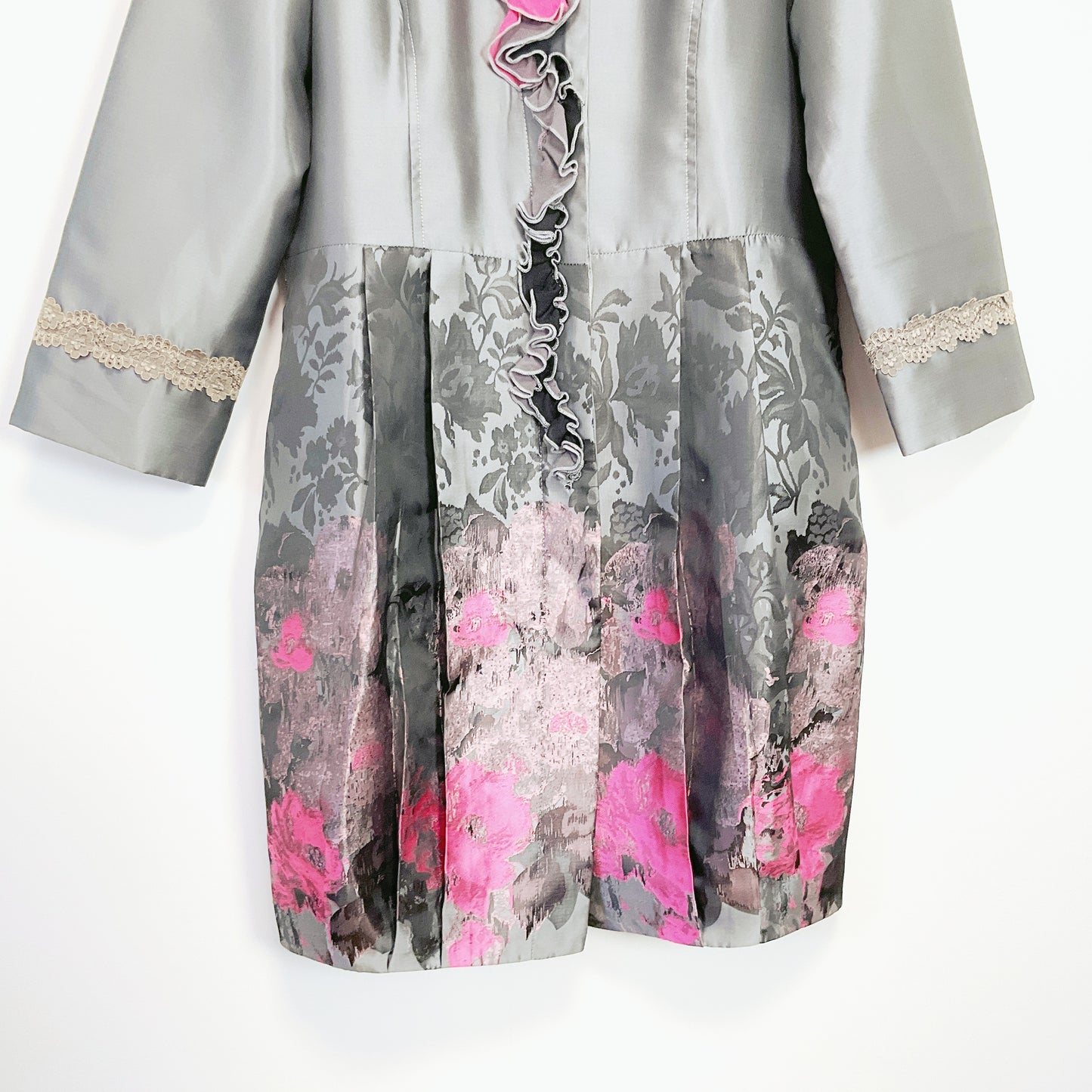 AILAI - Mulberry Silk Lining Grey Coat-Style Dress