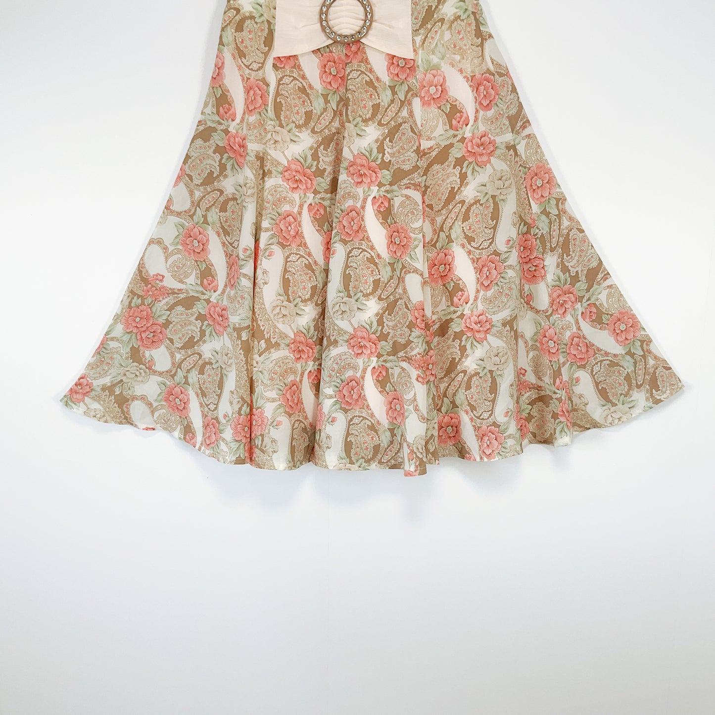 Vintage Floral Flare Skirt with Bow Detail