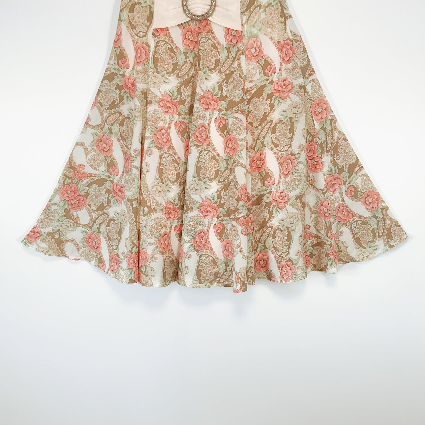Vintage Floral Flare Skirt with Bow Detail