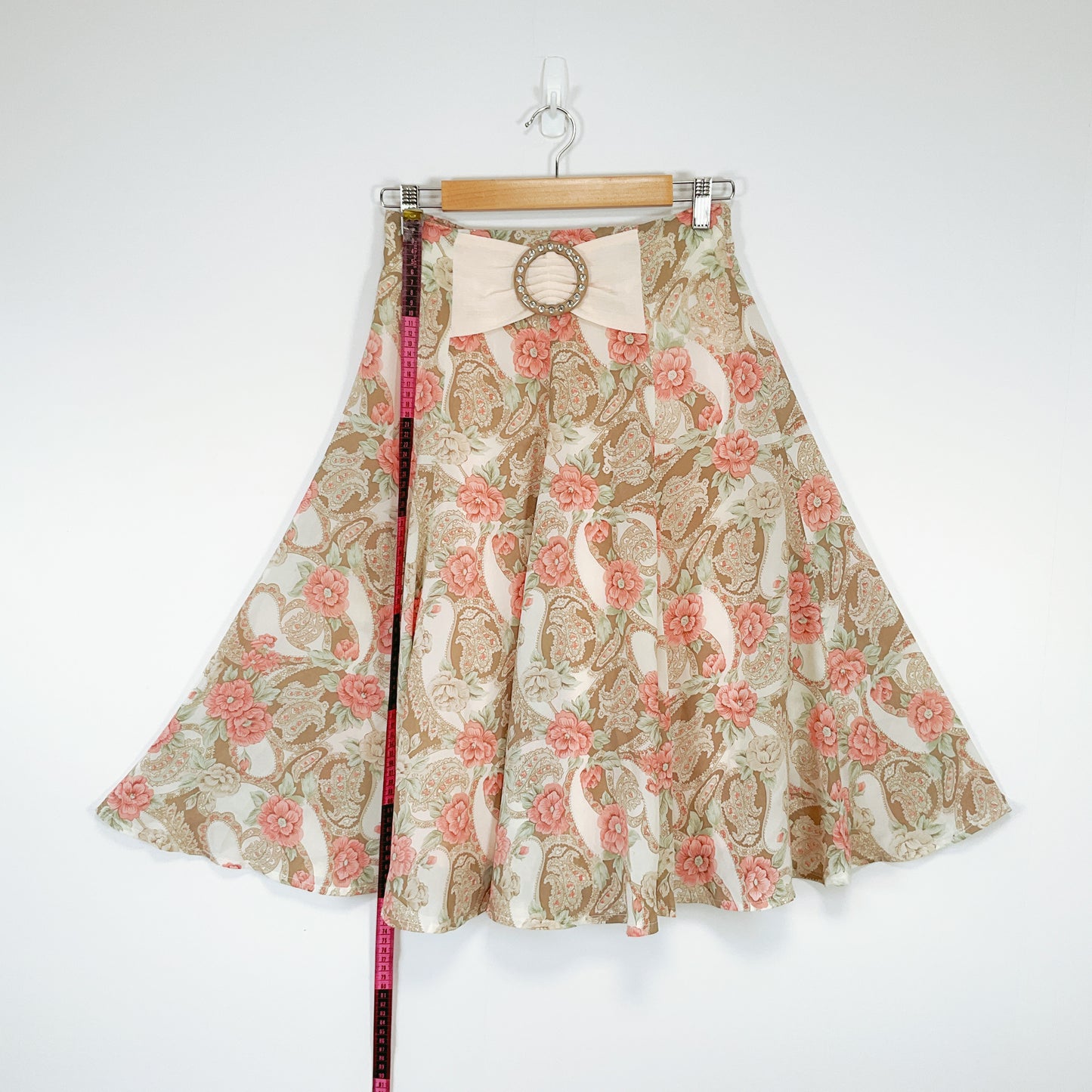 Vintage Floral Flare Skirt with Bow Detail