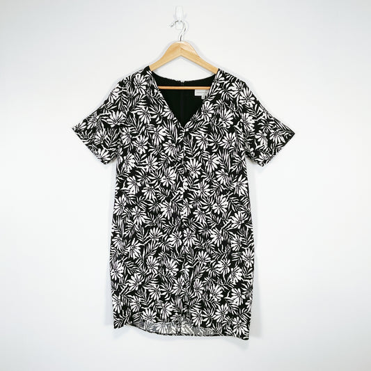 Veronika Maine - Black White Floral Flower Print Dress
