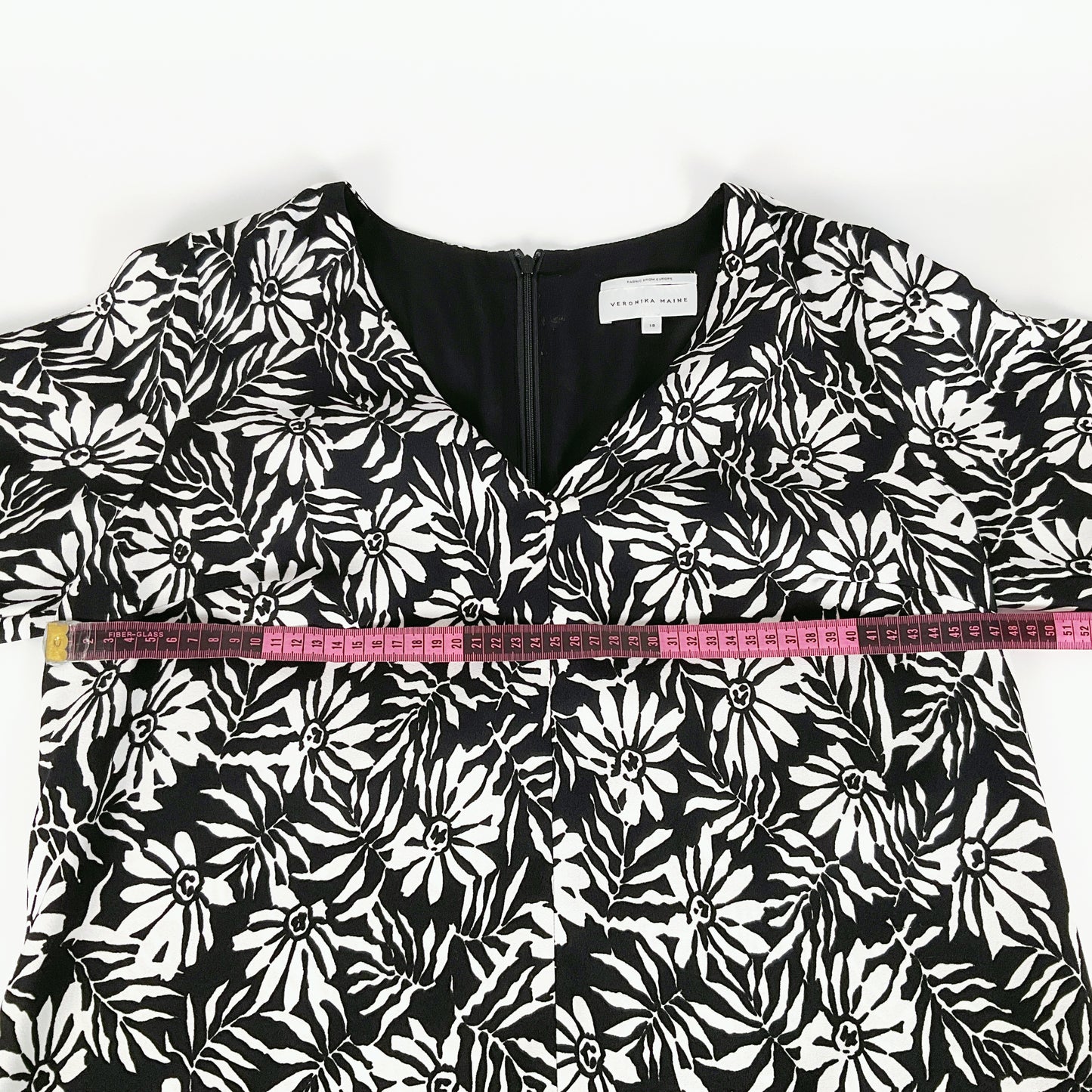 Veronika Maine - Black White Floral Flower Print Dress