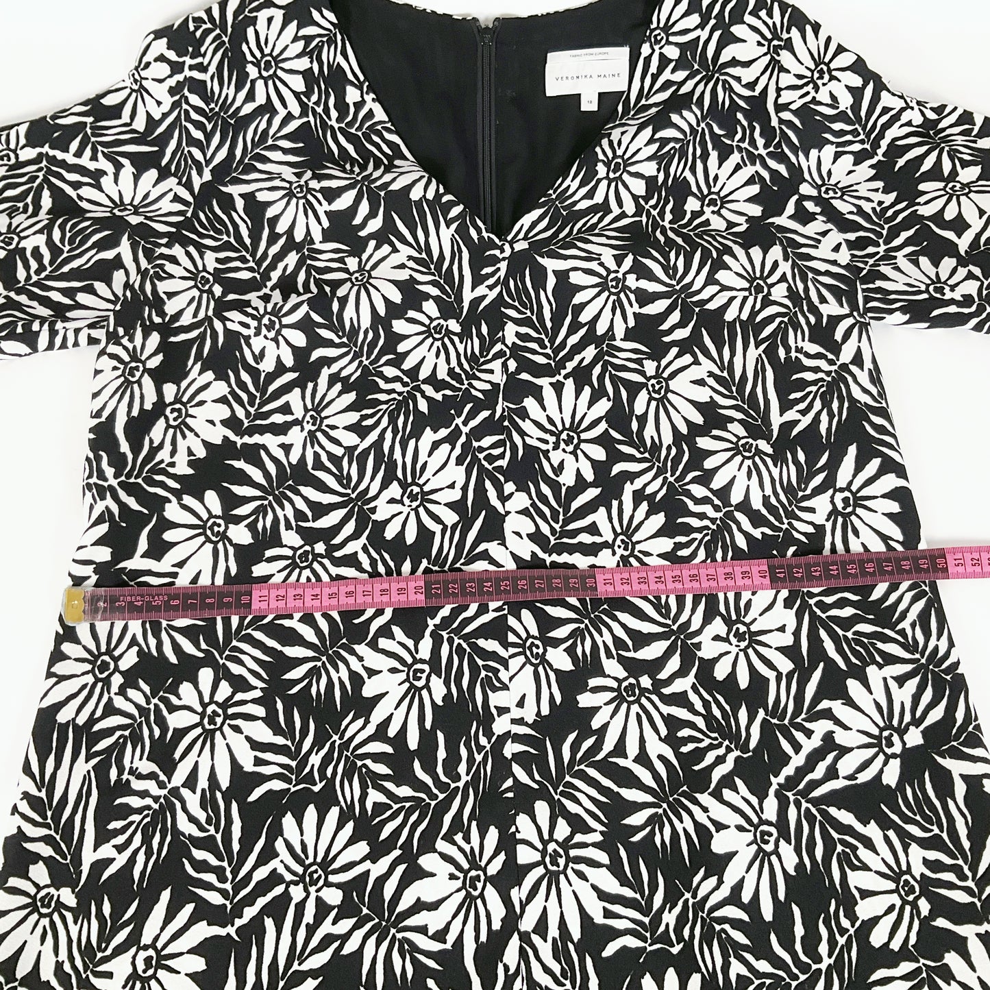 Veronika Maine - Black White Floral Flower Print Dress