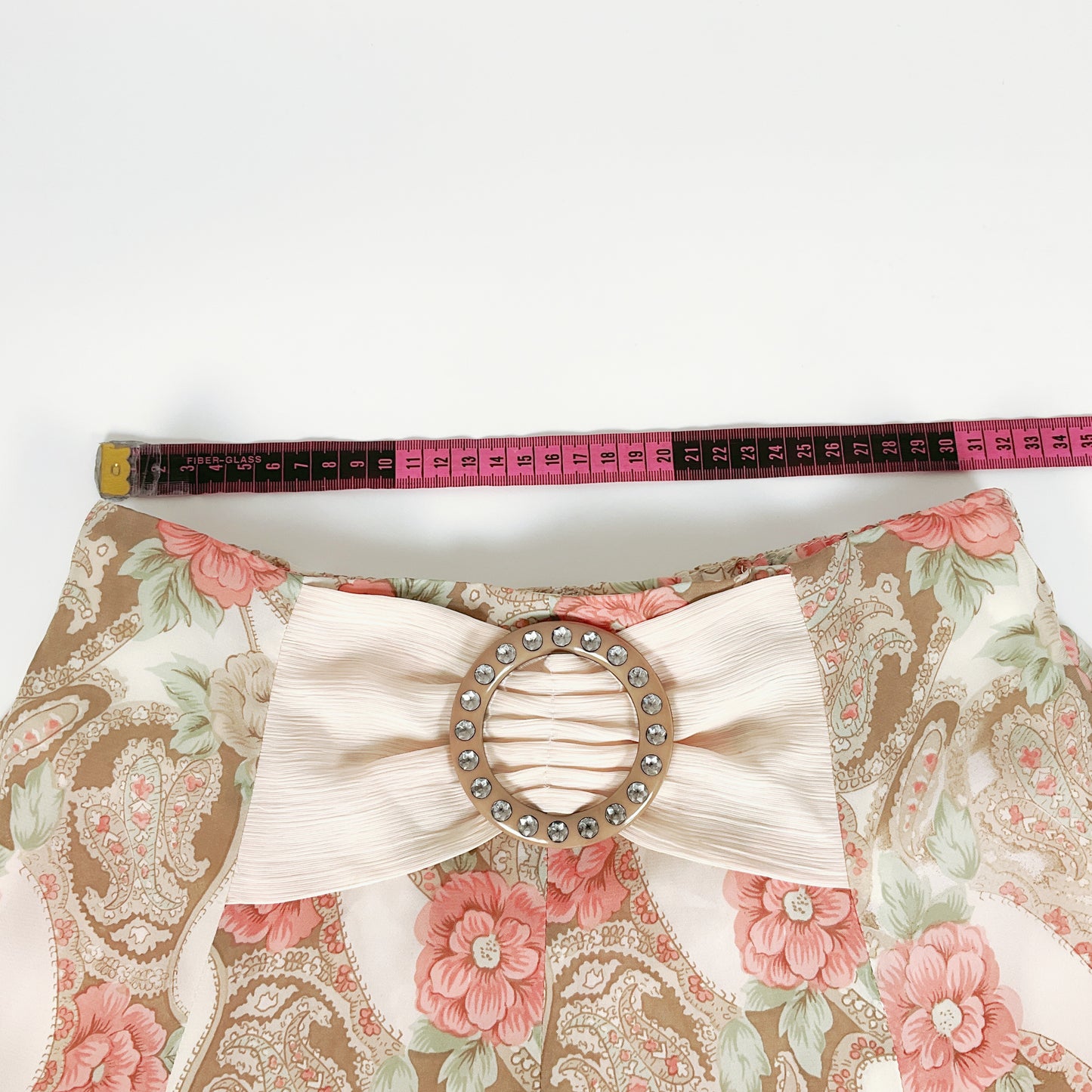 Vintage Floral Flare Skirt with Bow Detail