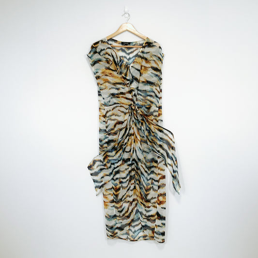 Repertoire - Abstract Print Draped Dress – NZ Made, Size 12