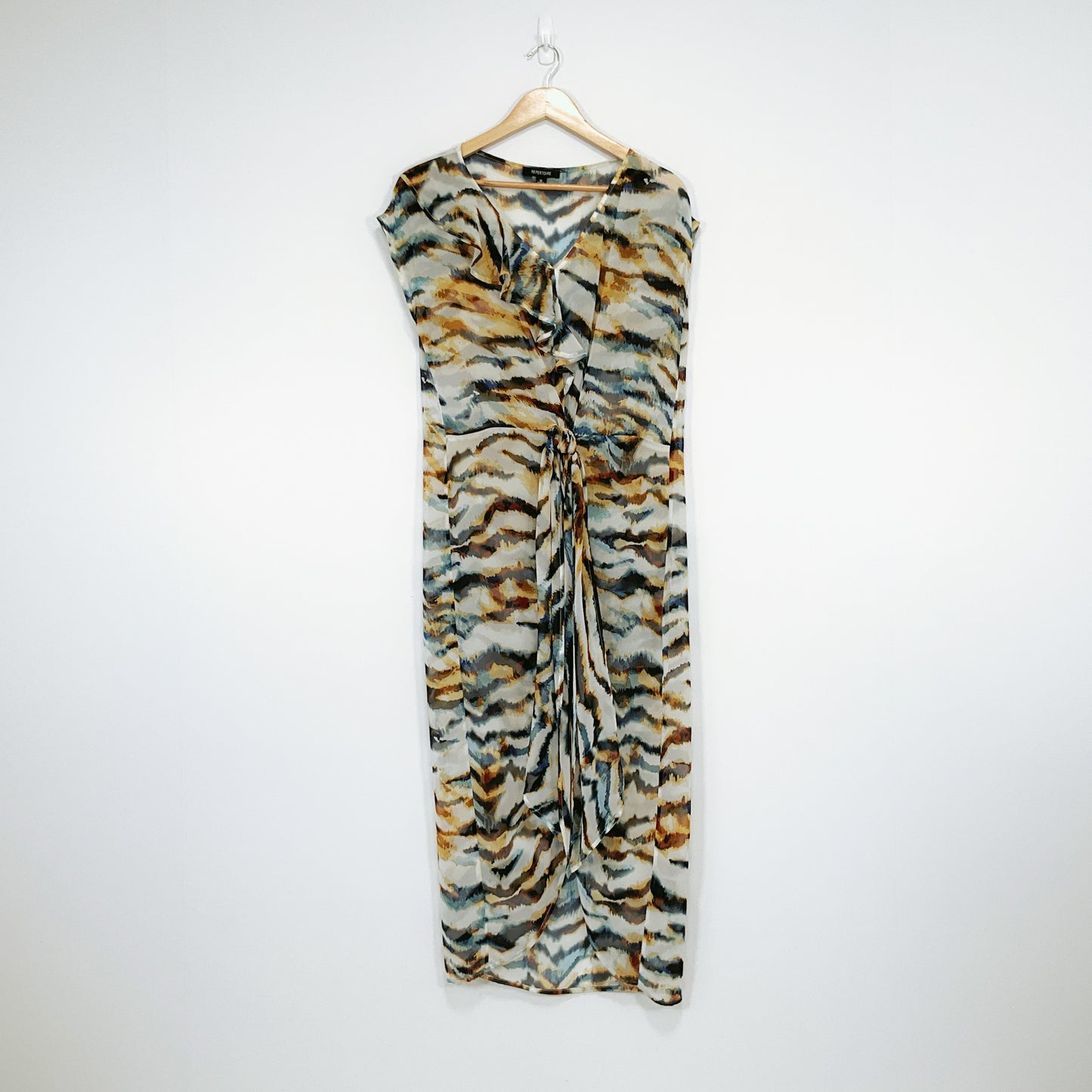 Repertoire - Abstract Print Draped Dress – NZ Made, Size 12
