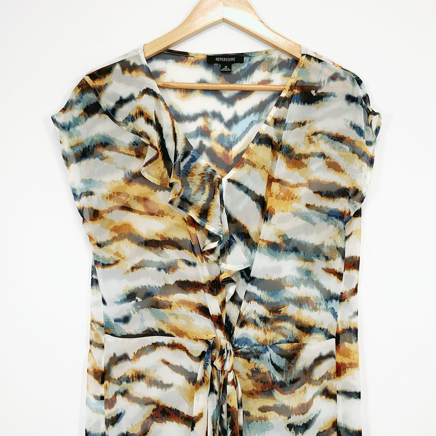 Repertoire - Abstract Print Draped Dress – NZ Made, Size 12
