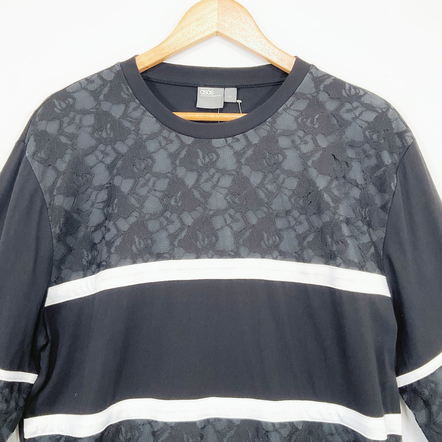 ASOS - Black Long Sleeve Top with White Stripes