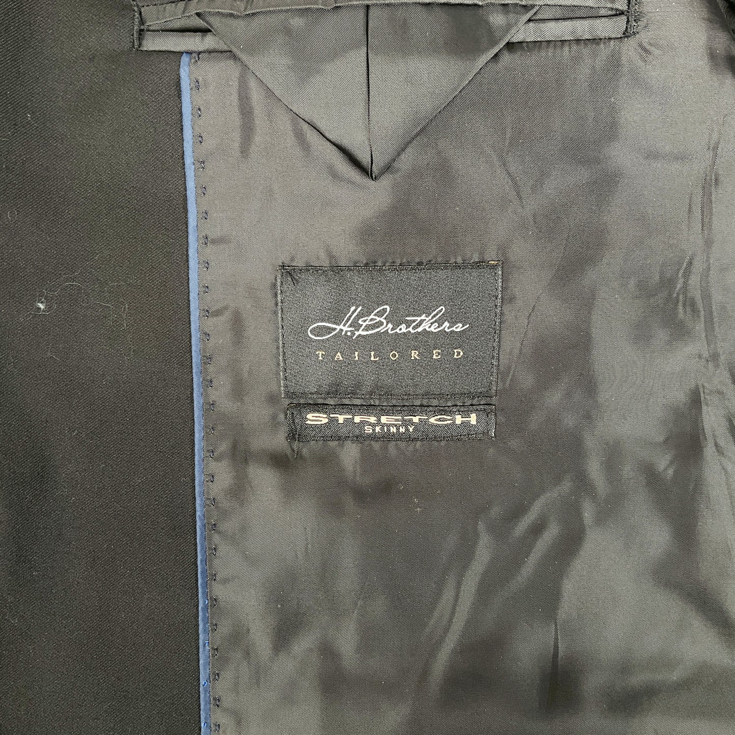 H.Brothers - Skinny Stretch Suit Blaser and Pants Set with navy lining