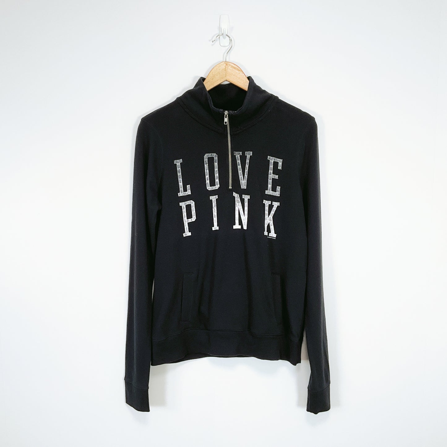 PINK Victoria’s Secret - Half-Zip Black Sweatshirt