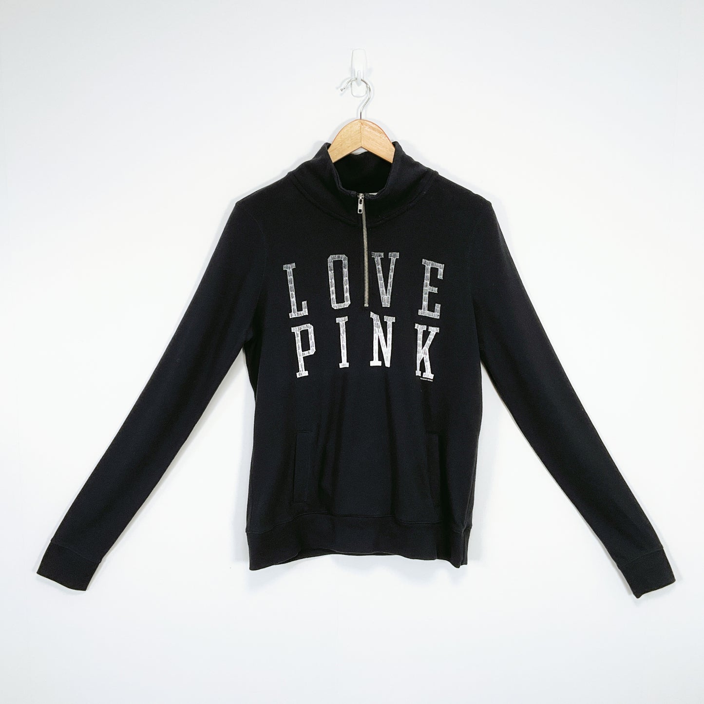 PINK Victoria’s Secret - Half-Zip Black Sweatshirt