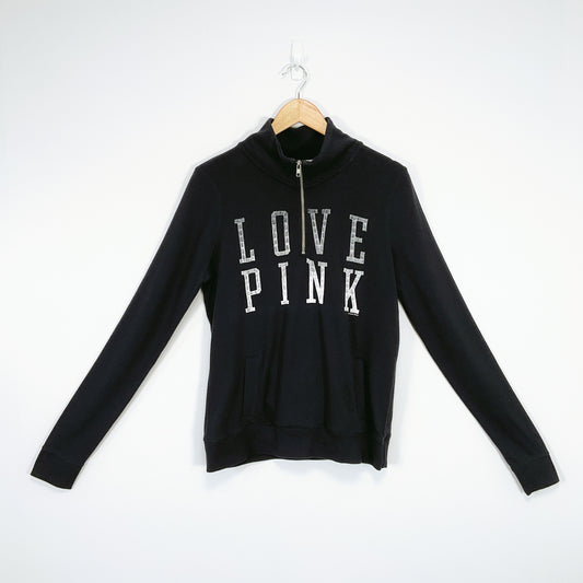 PINK Victoria’s Secret - Half-Zip Black Sweatshirt