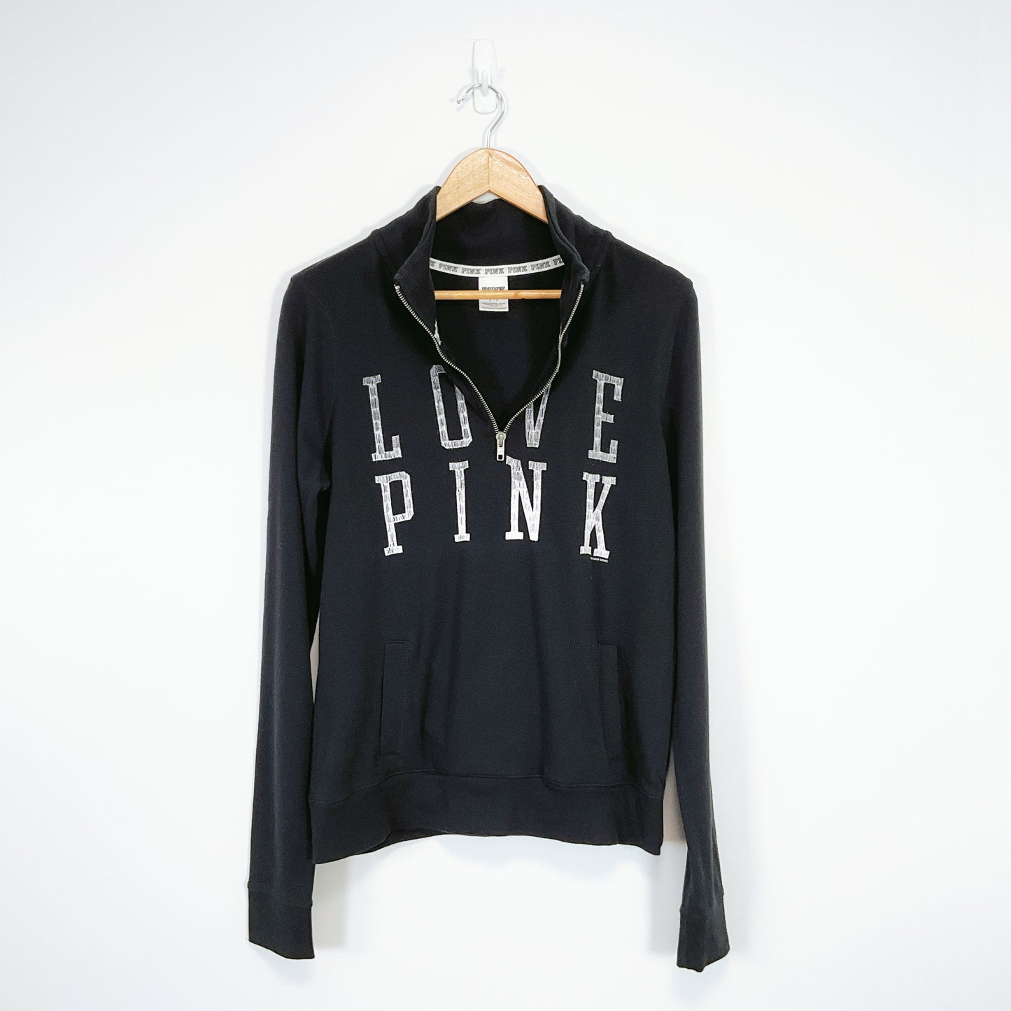 PINK Victoria’s Secret - Half-Zip Black Sweatshirt