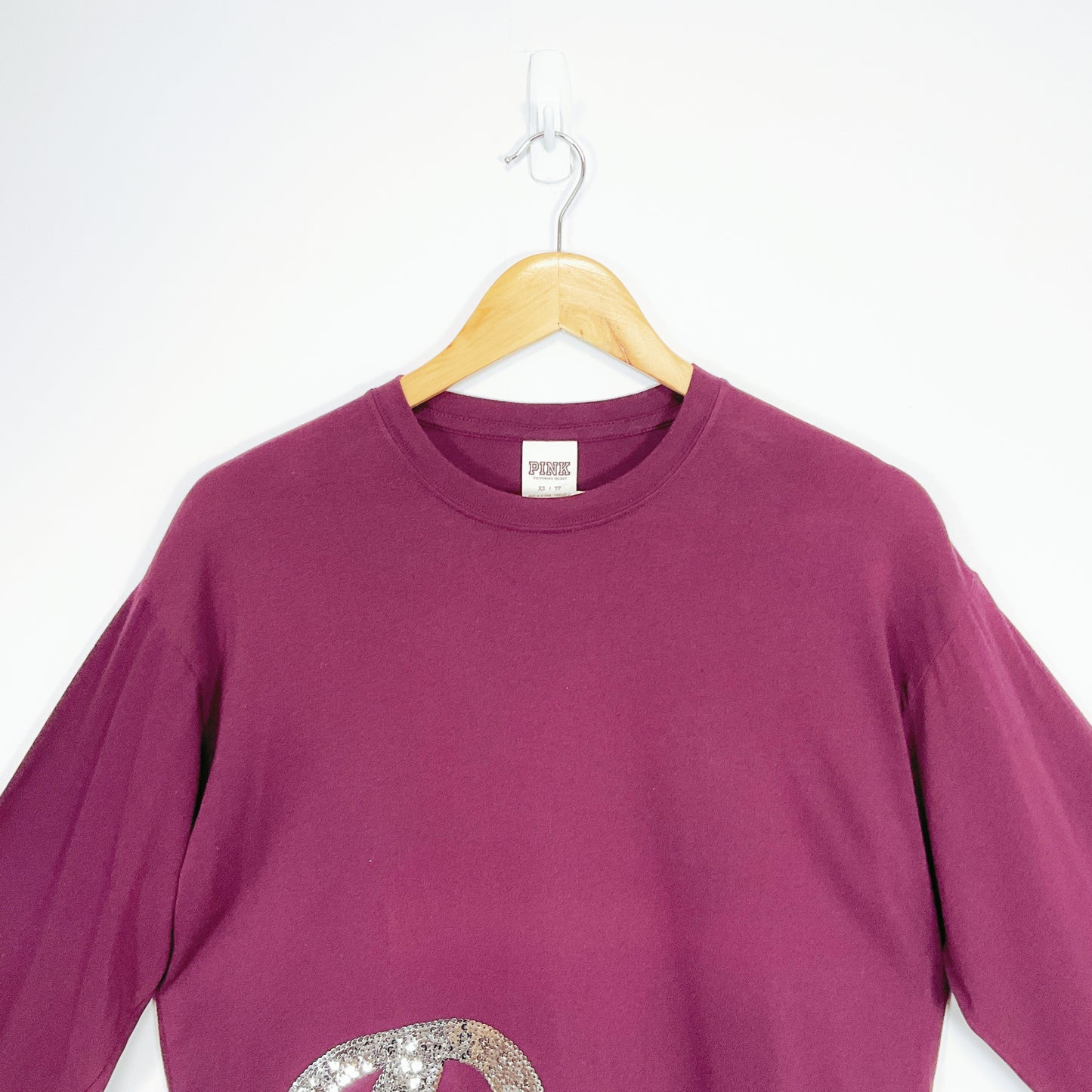 PINK Victoria’s Secret - purple long sleeve top with silver sequin