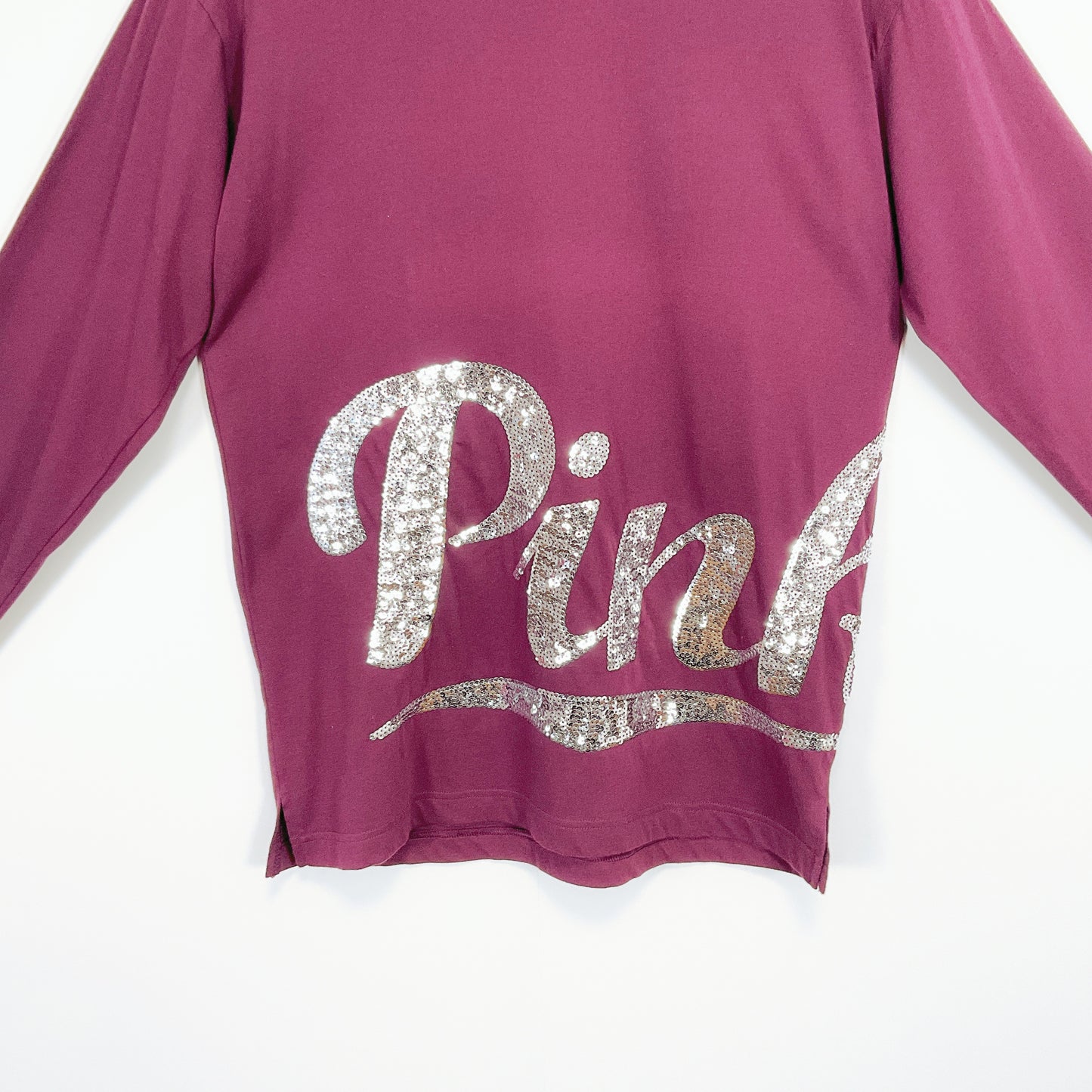 PINK Victoria’s Secret - purple long sleeve top with silver sequin