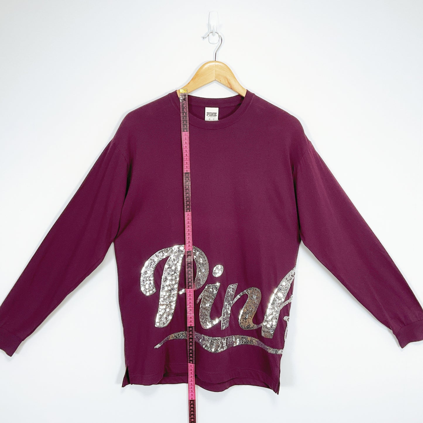 PINK Victoria’s Secret - purple long sleeve top with silver sequin