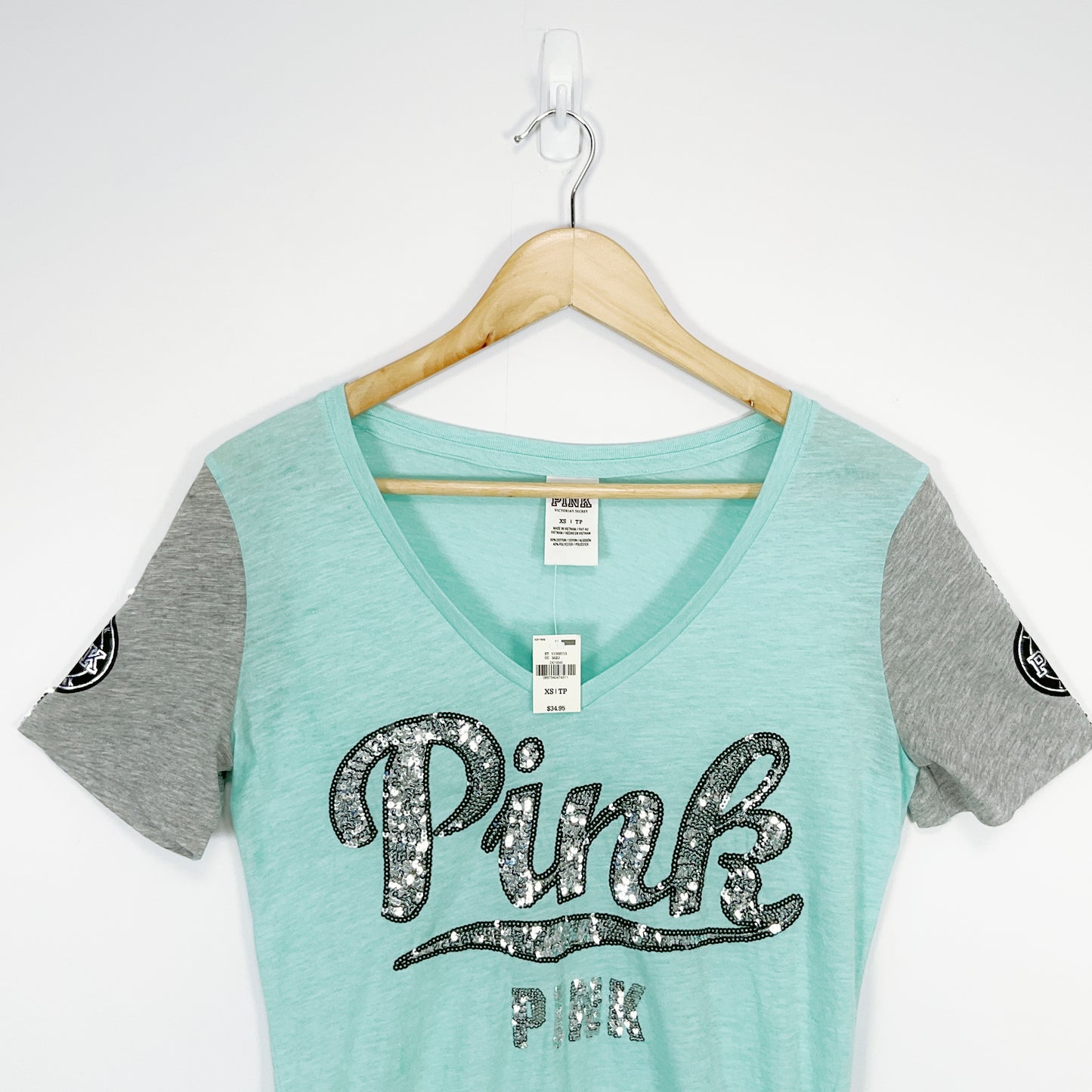 Victoria’s Secret PINK - Sequin Logo V-Neck Tee