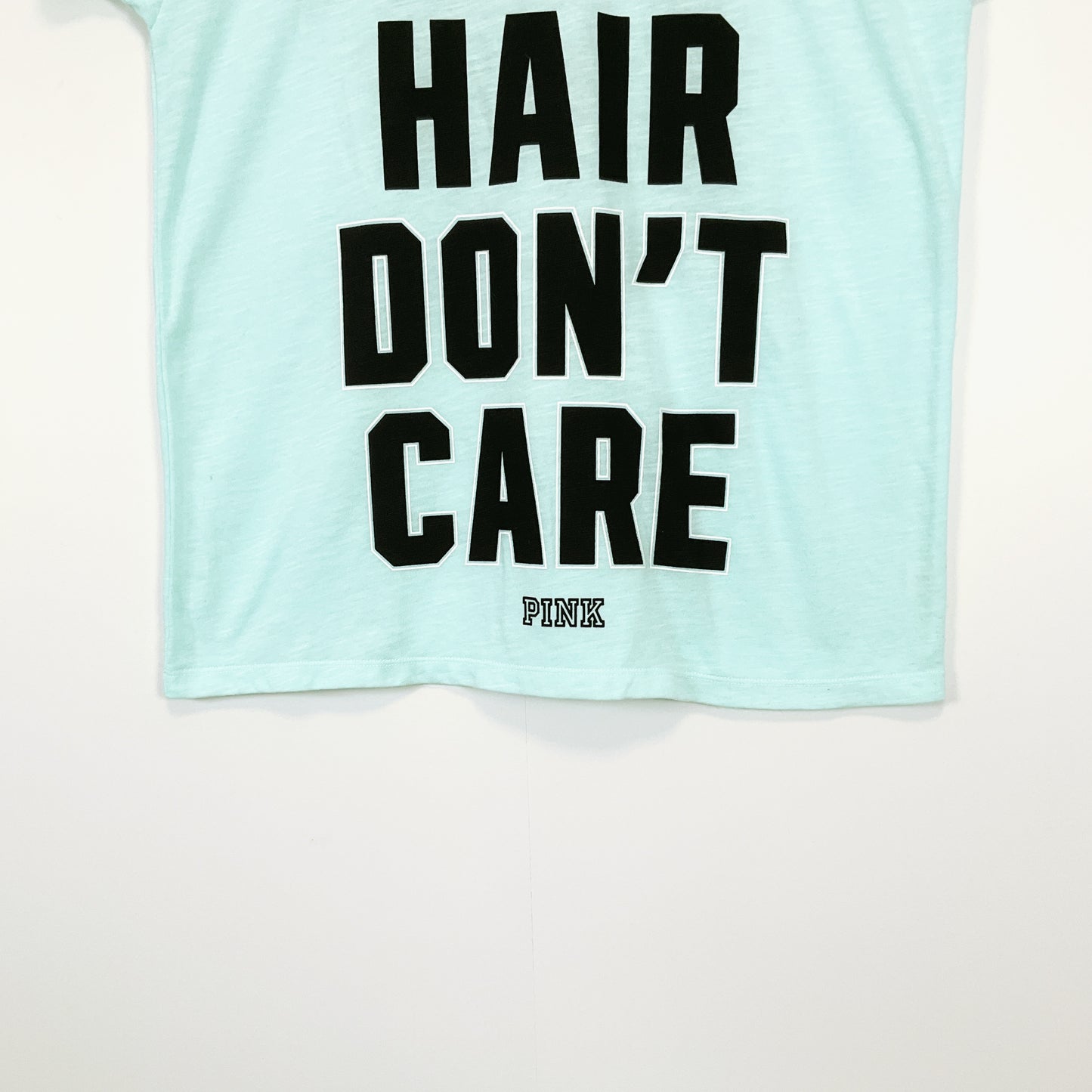 Victoria’s Secret PINK -Blue Black Messy Hair Don't Care-Neck Tee