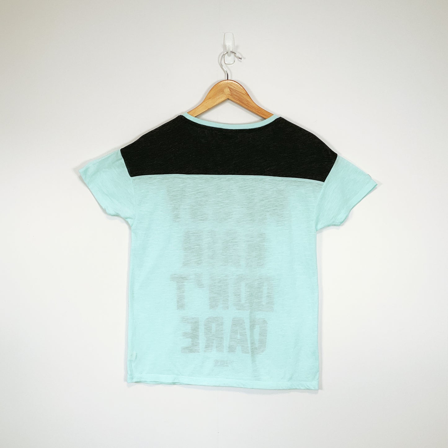 Victoria’s Secret PINK -Blue Black Messy Hair Don't Care-Neck Tee