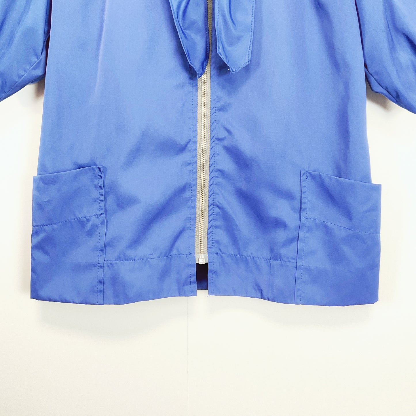 Lara Parker Royal Blue Bow‑Collar Zip‑Front Jacket