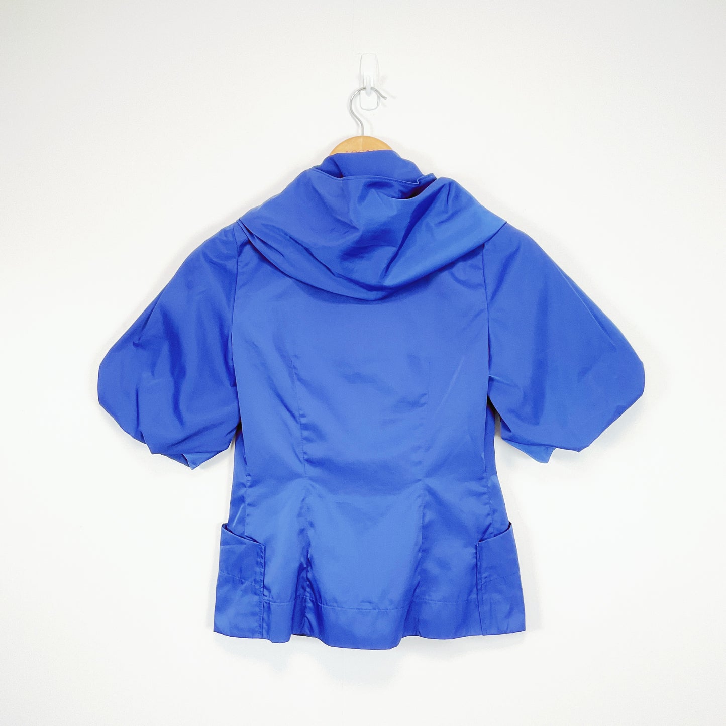Lara Parker Royal Blue Bow‑Collar Zip‑Front Jacket