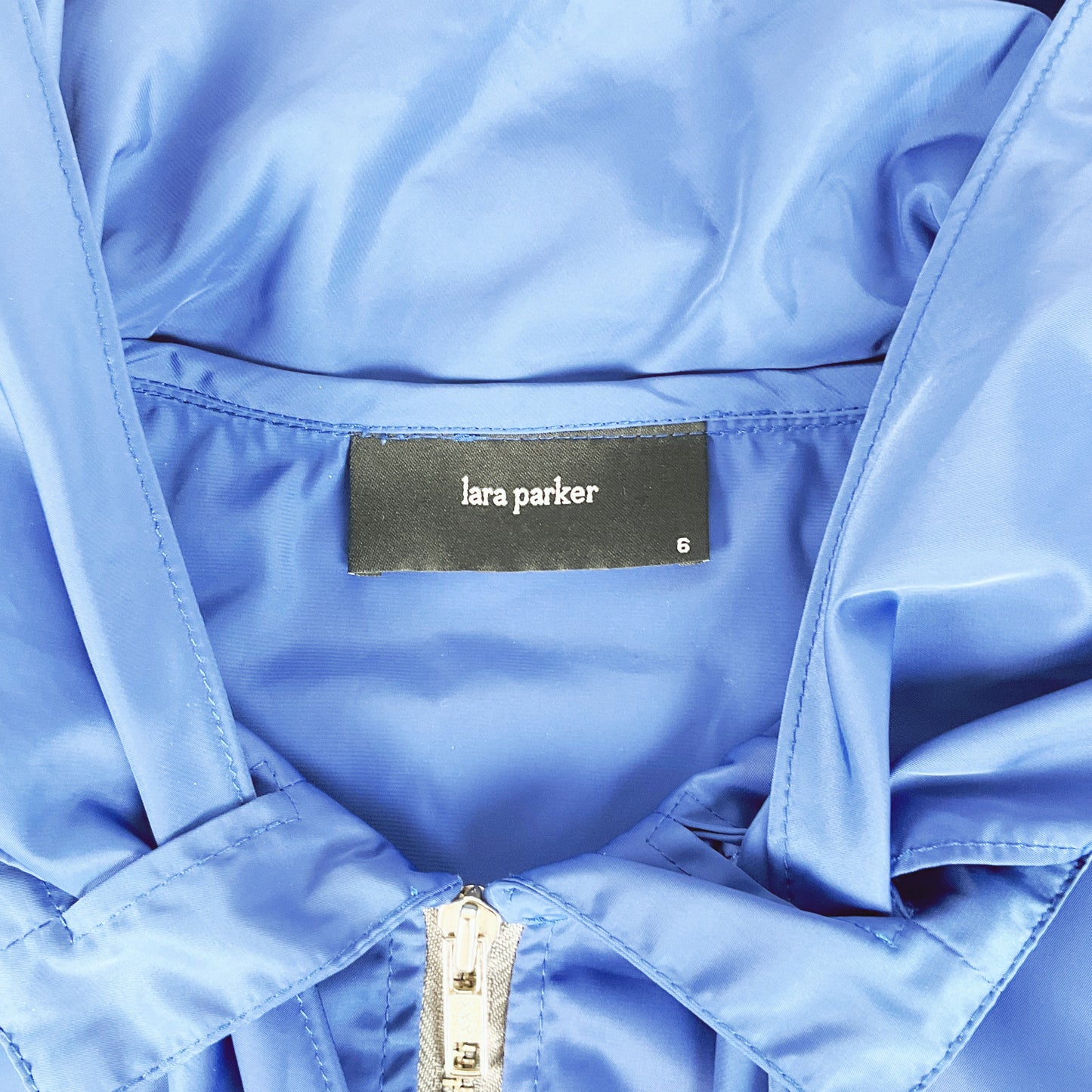 Lara Parker Royal Blue Bow‑Collar Zip‑Front Jacket