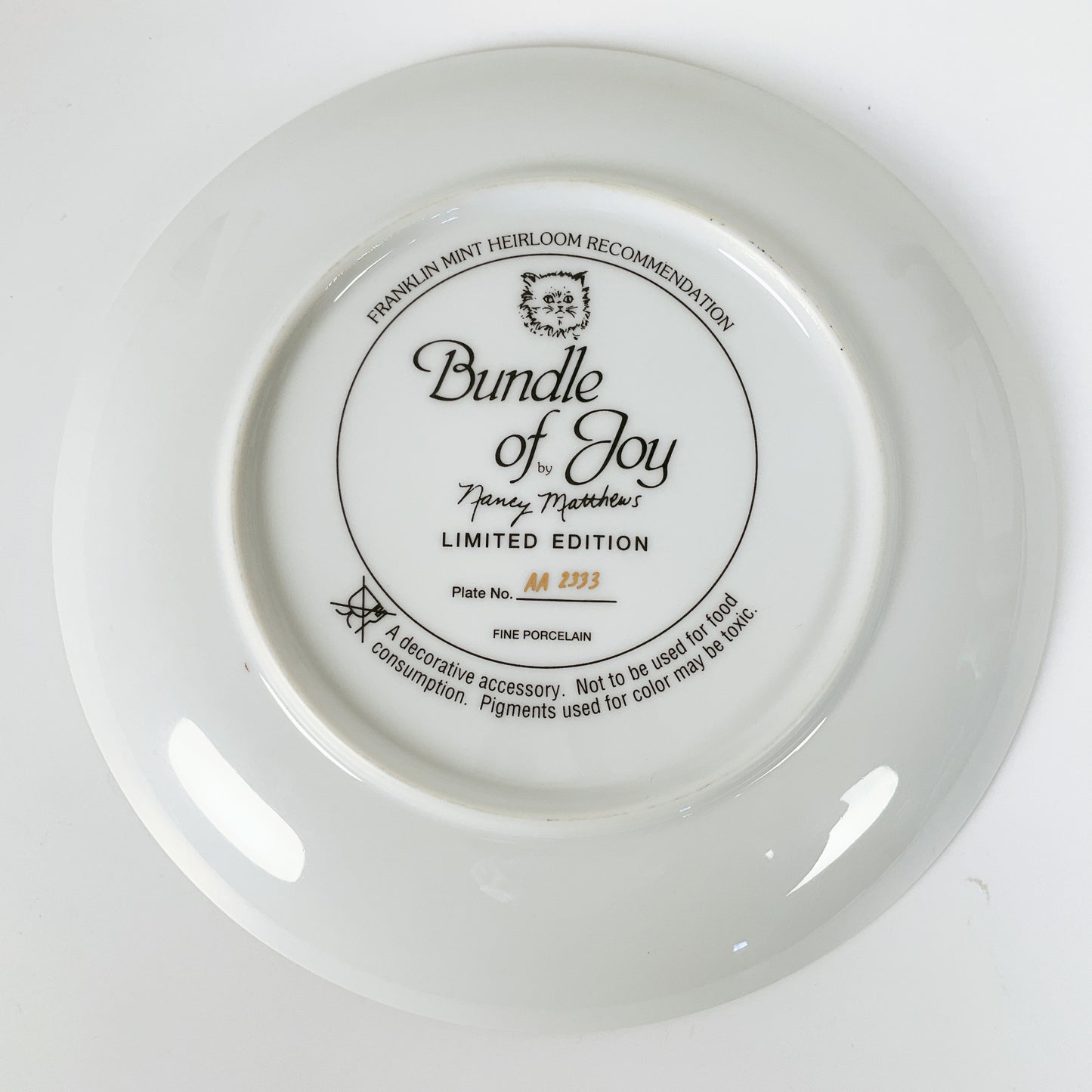 Franklin Mint - "Bundle of Joy" by Nancy Matthews Decorative Plate