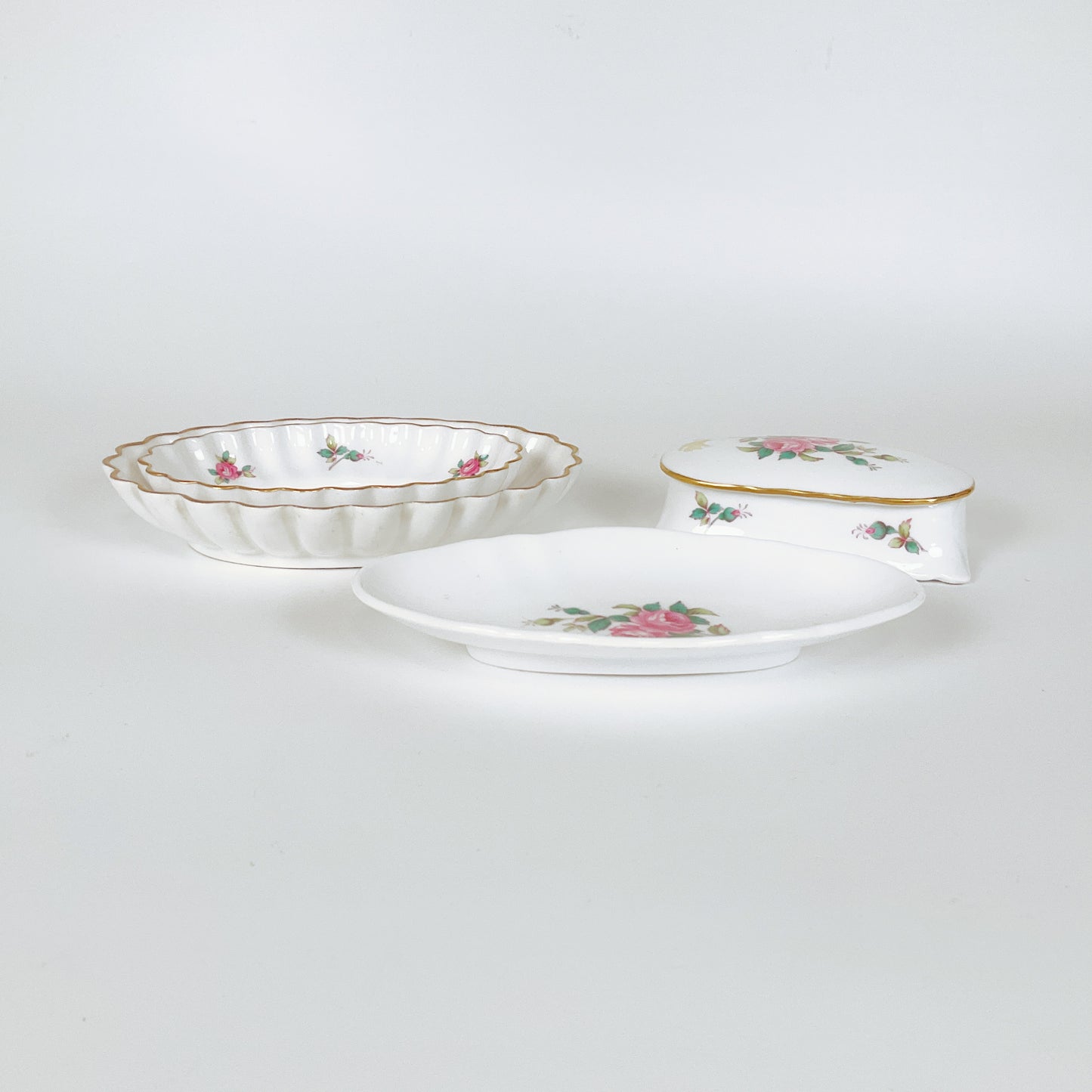Vintage Spode England - Bone China Billingsley Rose Spray Set