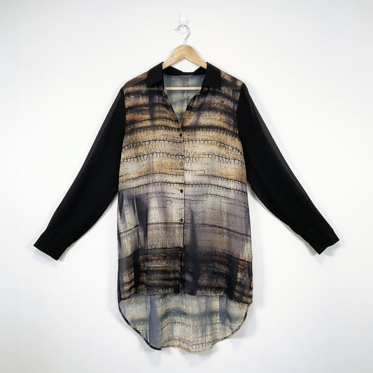 Storm - Sheer Longline Button-Down Shirt
