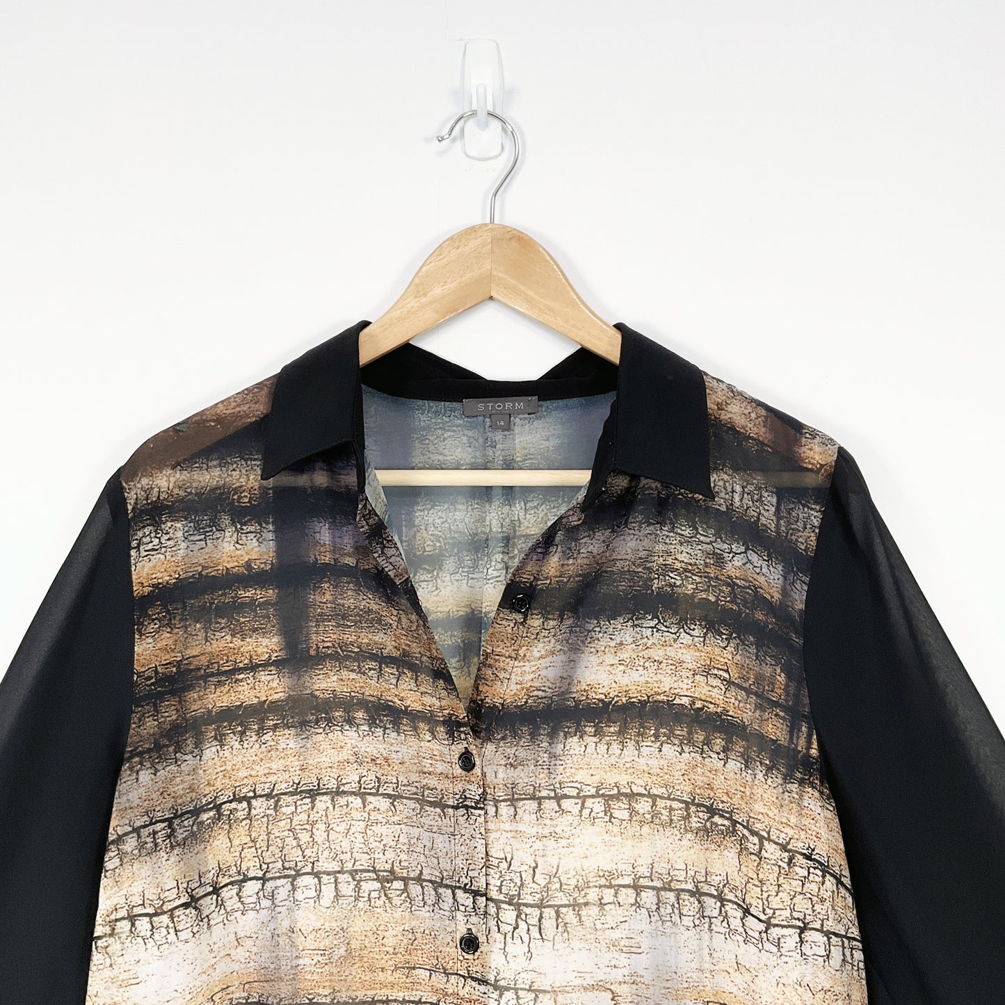 Storm - Sheer Longline Button-Down Shirt