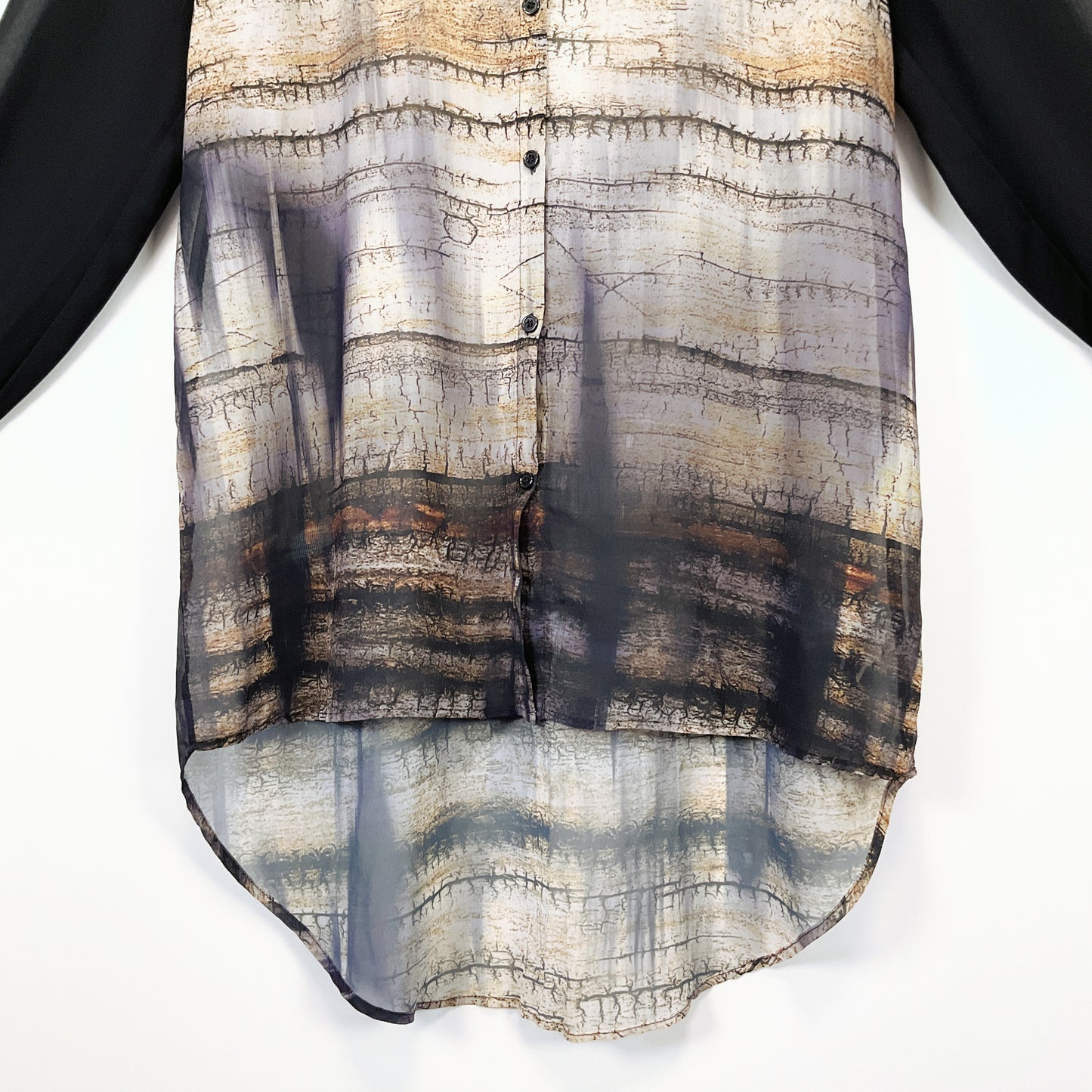 Storm - Sheer Longline Button-Down Shirt