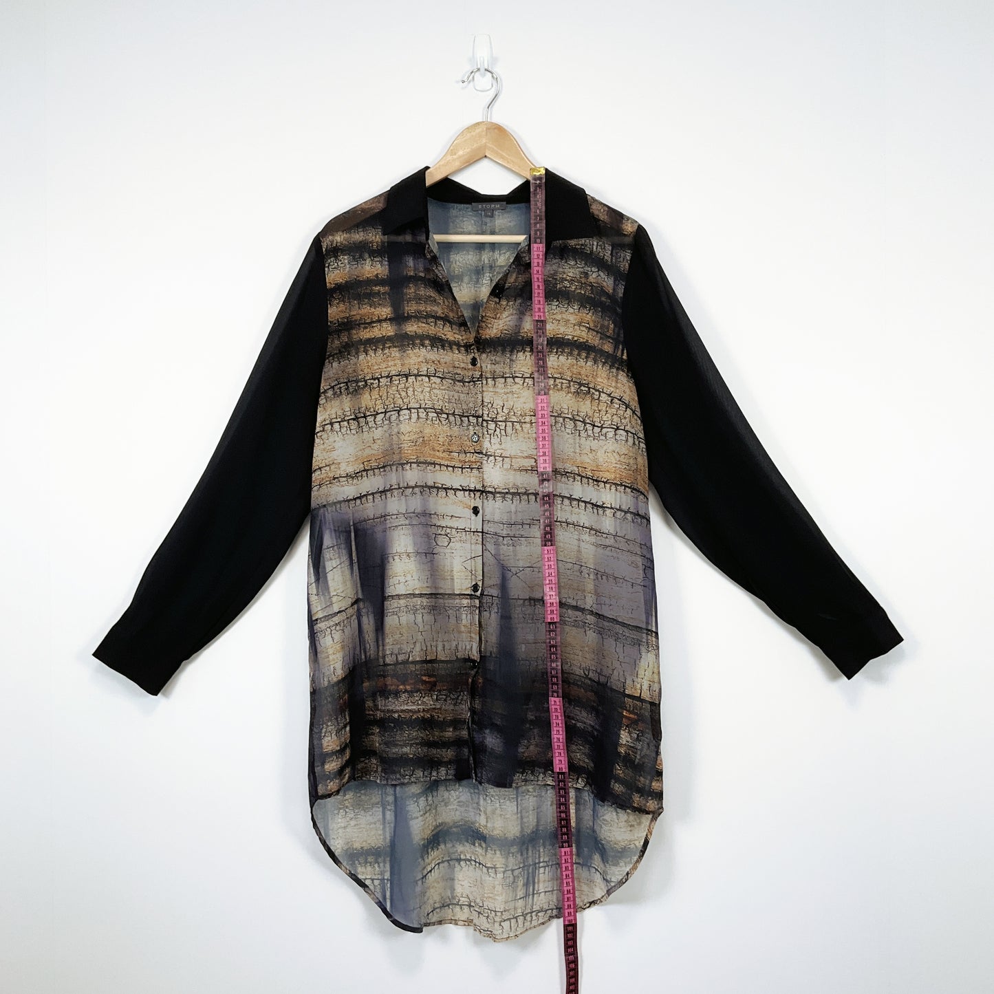 Storm - Sheer Longline Button-Down Shirt