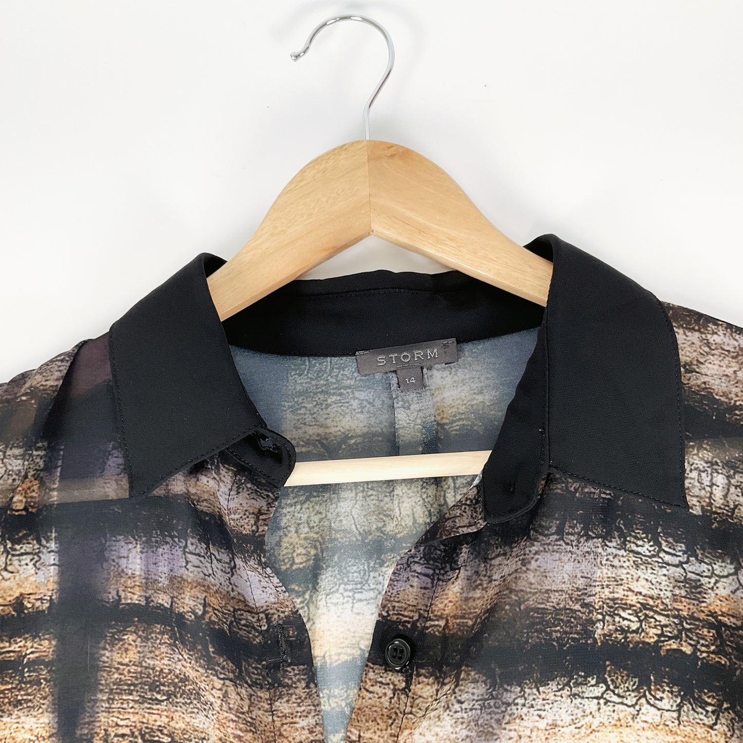 Storm - Sheer Longline Button-Down Shirt