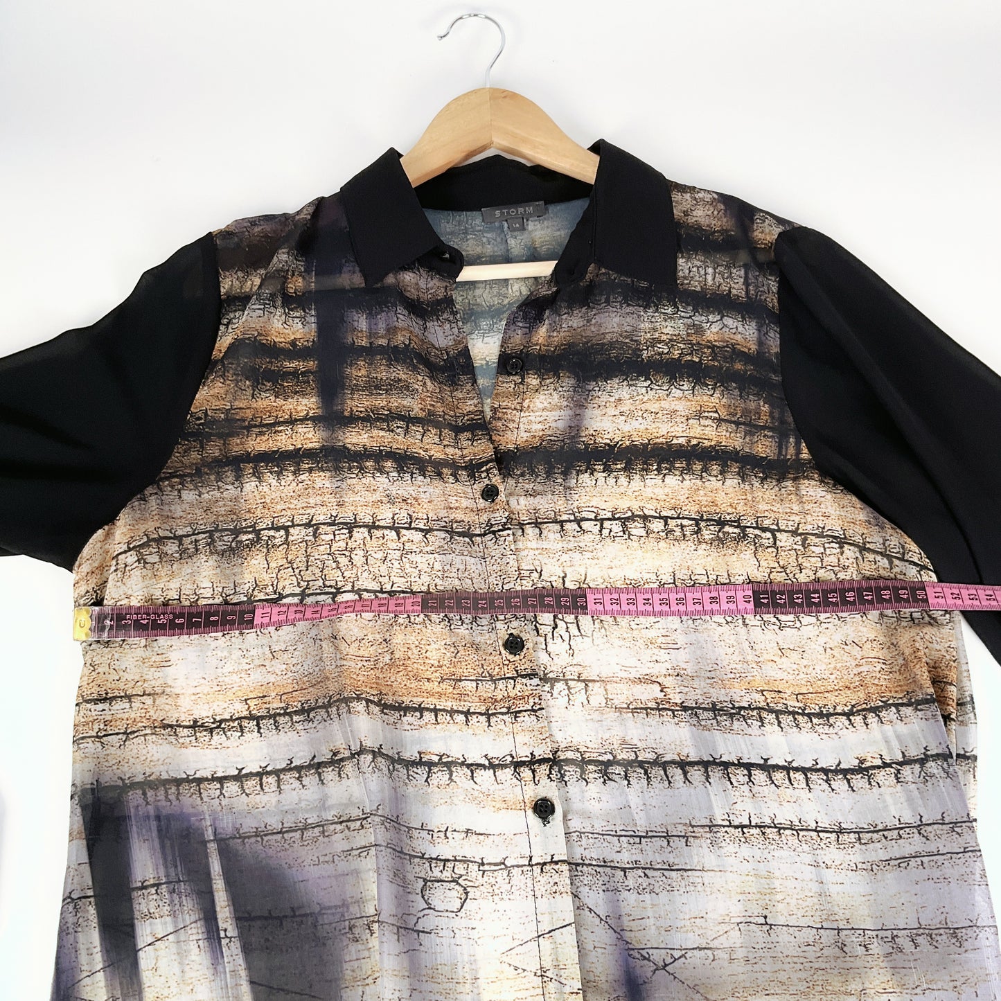 Storm - Sheer Longline Button-Down Shirt