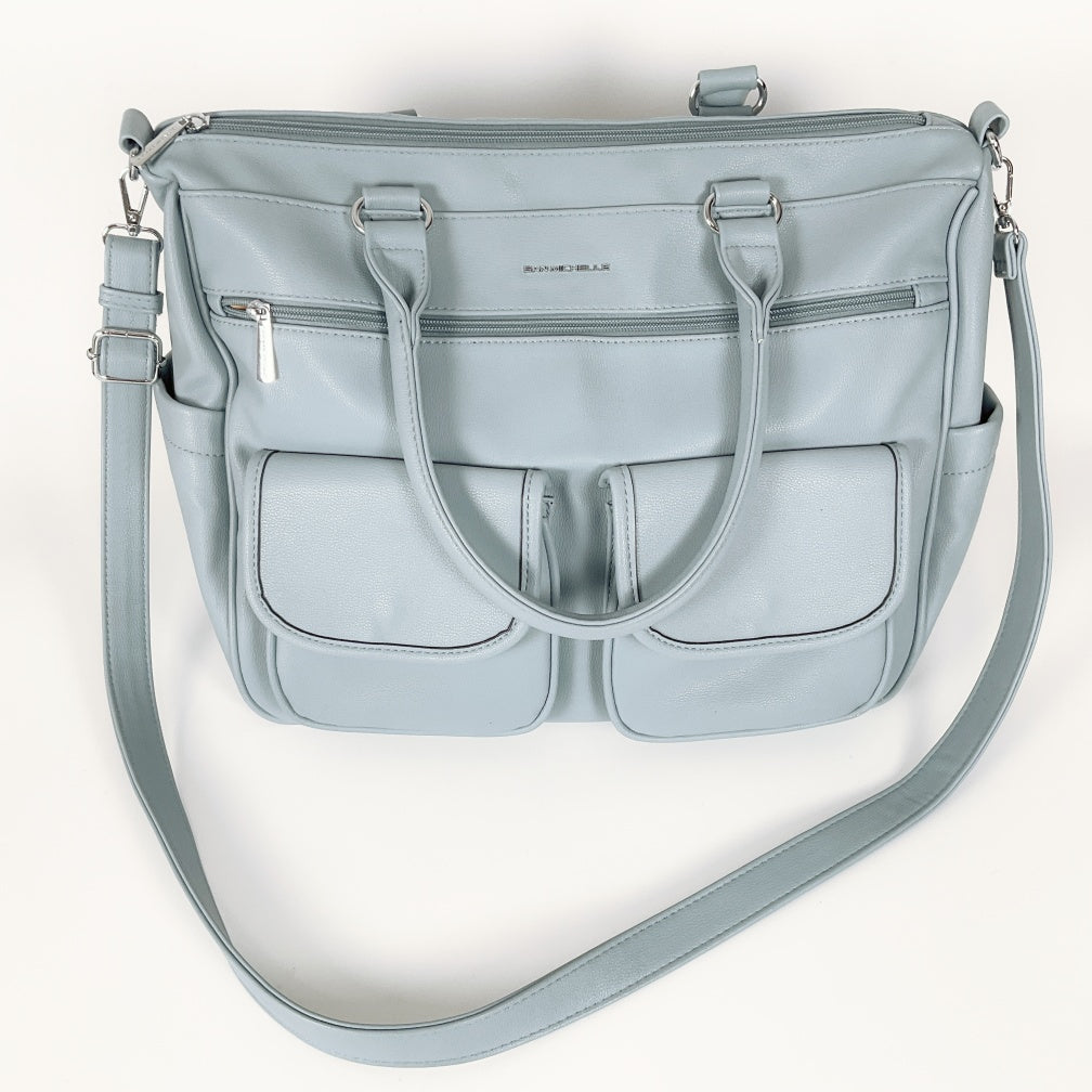 San Michelle Sabrina Tote Bag- Light Blue Structured Tote Bag