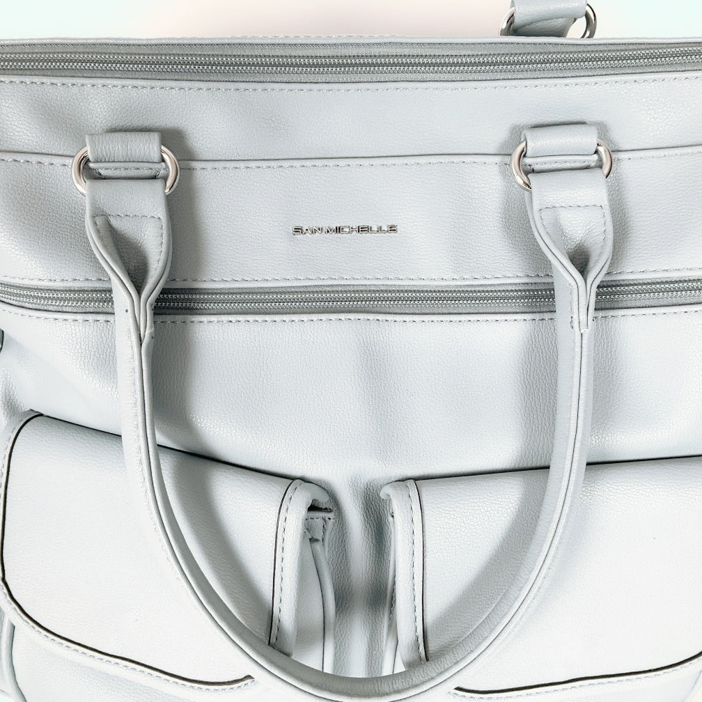 San Michelle Sabrina Tote Bag- Light Blue Structured Tote Bag