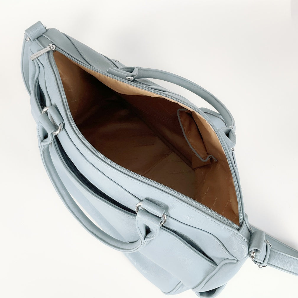 San Michelle Sabrina Tote Bag- Light Blue Structured Tote Bag