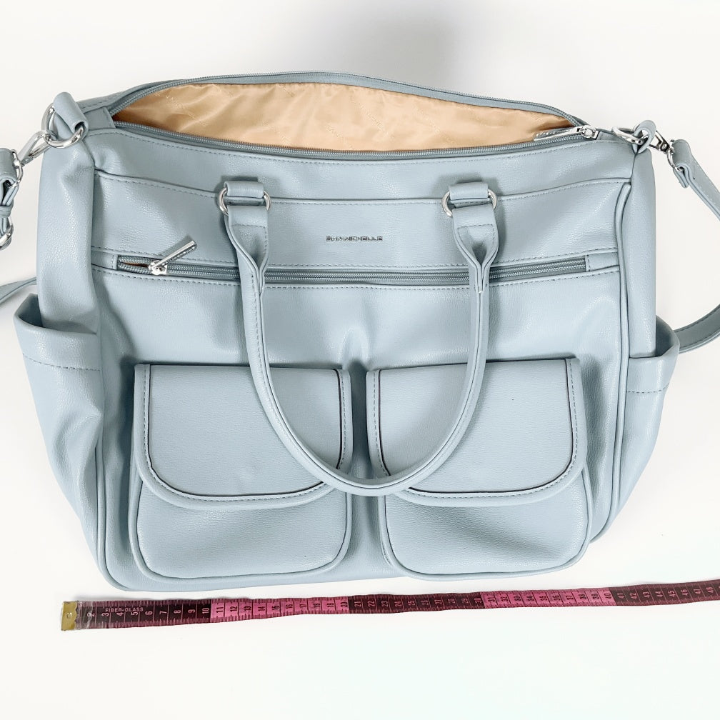San Michelle Sabrina Tote Bag- Light Blue Structured Tote Bag