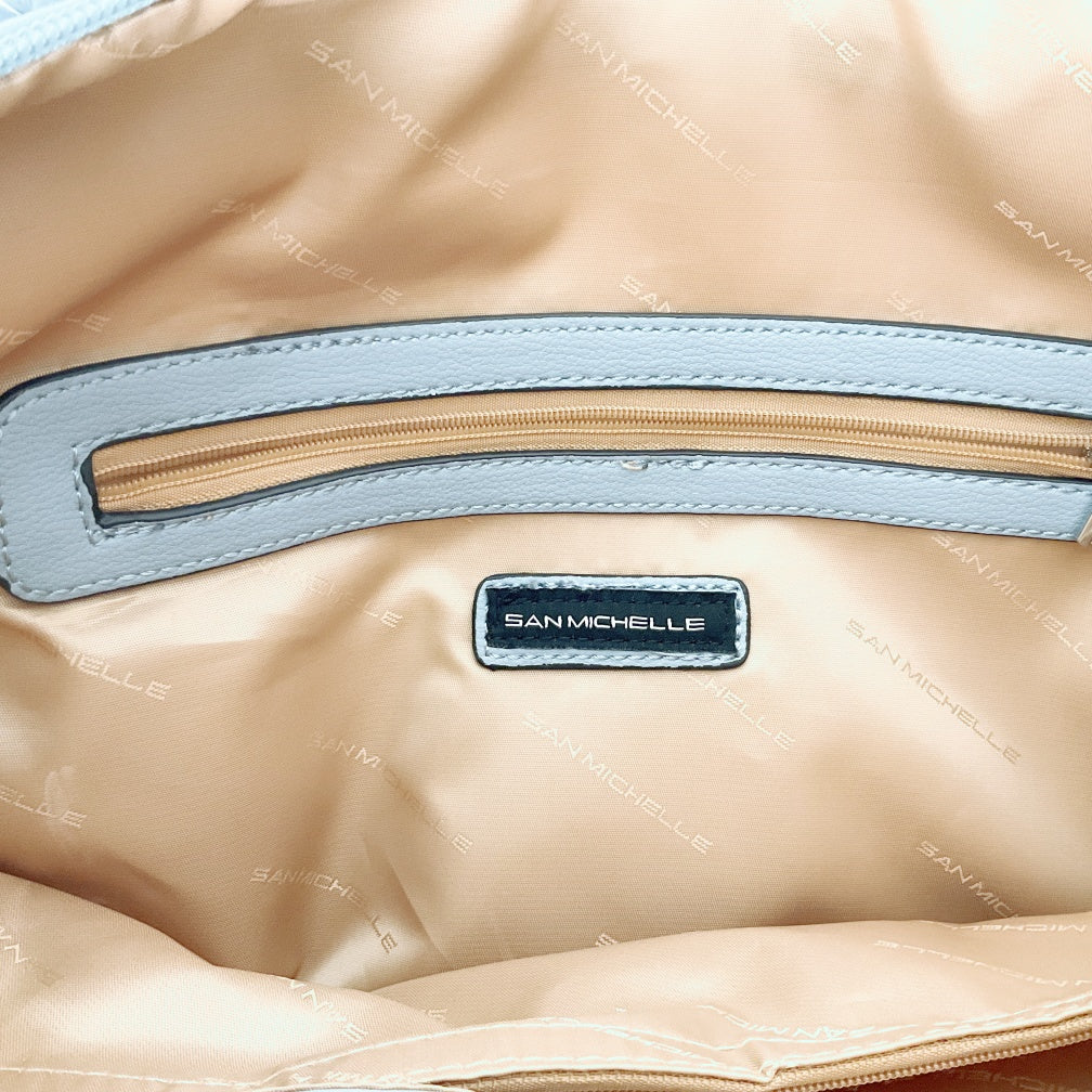 San Michelle Sabrina Tote Bag- Light Blue Structured Tote Bag