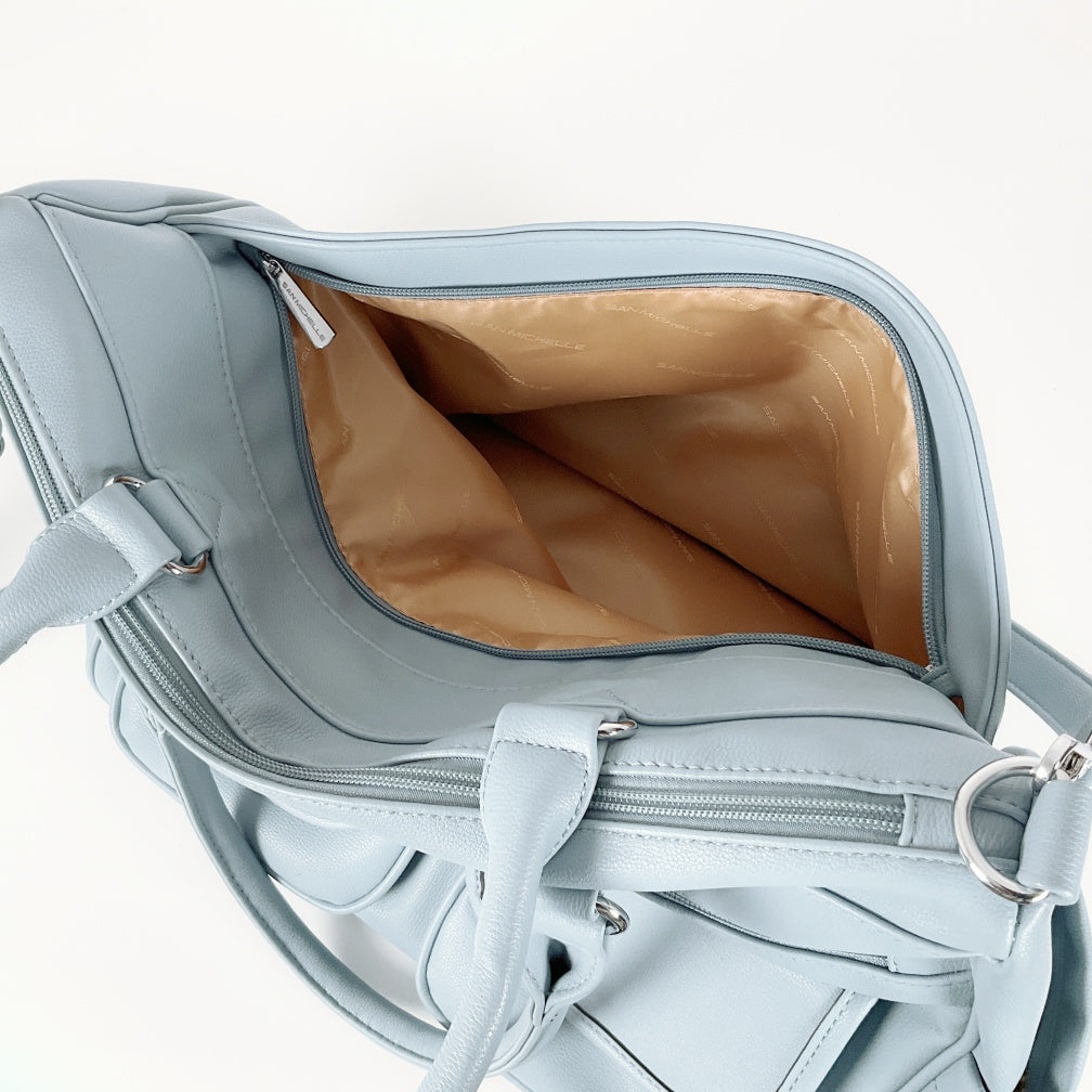 San Michelle Sabrina Tote Bag- Light Blue Structured Tote Bag