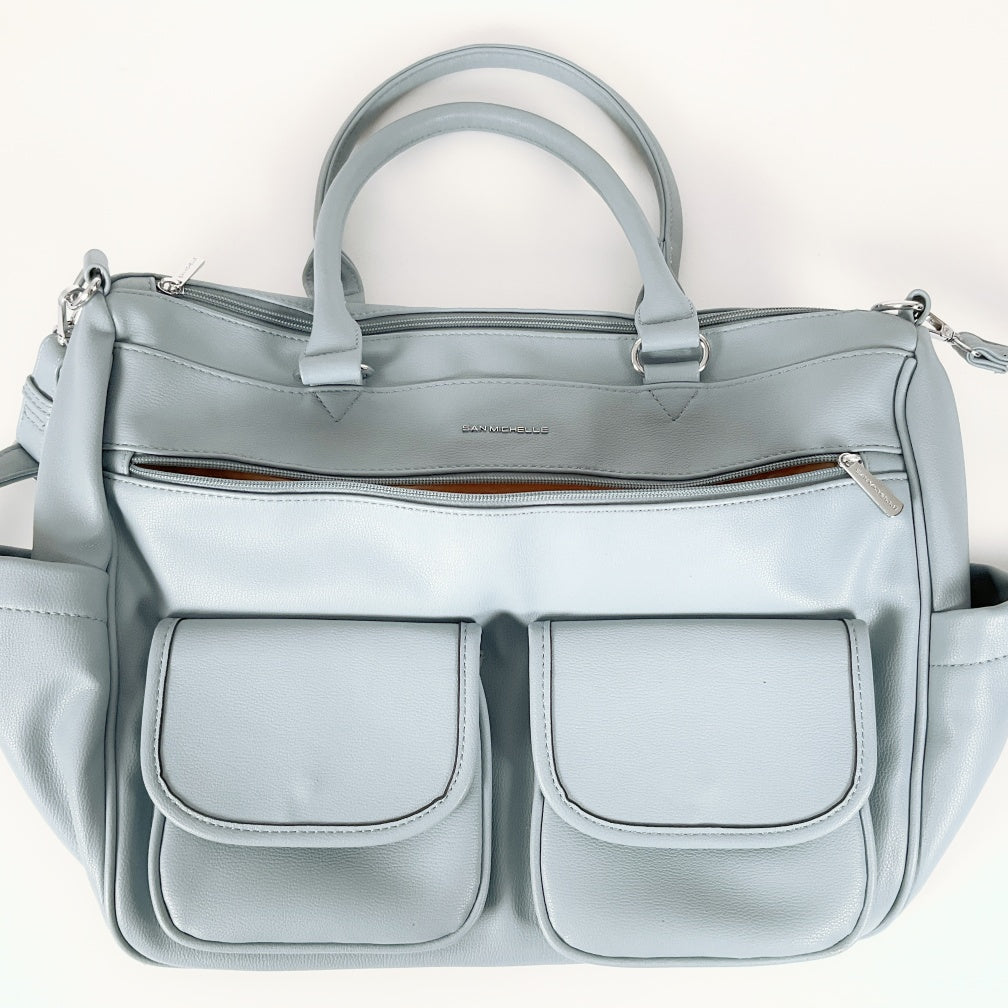San Michelle Sabrina Tote Bag- Light Blue Structured Tote Bag
