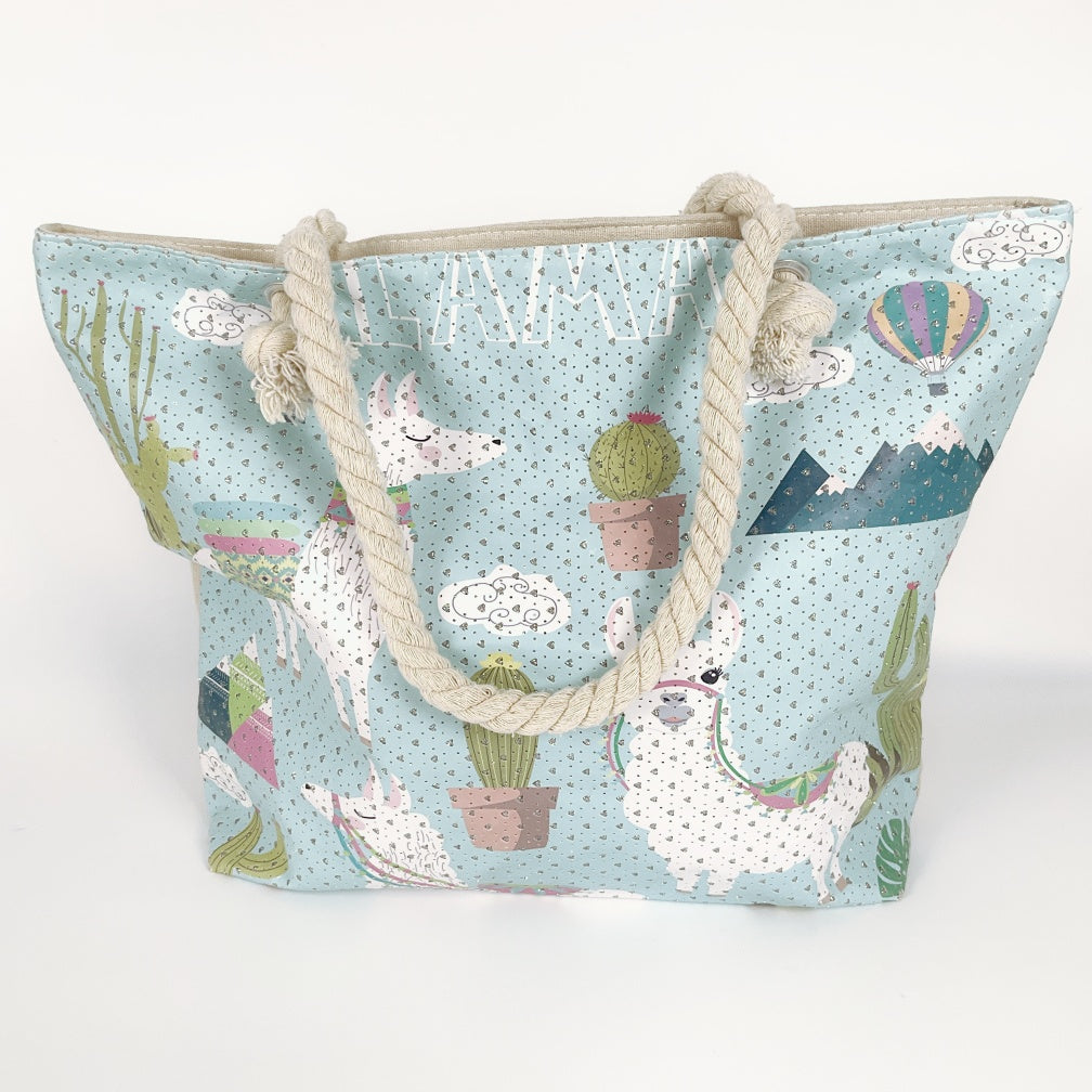 Llama Fun- Canvas Tote with Rope Handles