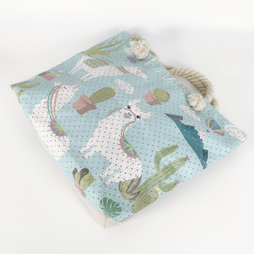 Llama Fun- Canvas Tote with Rope Handles