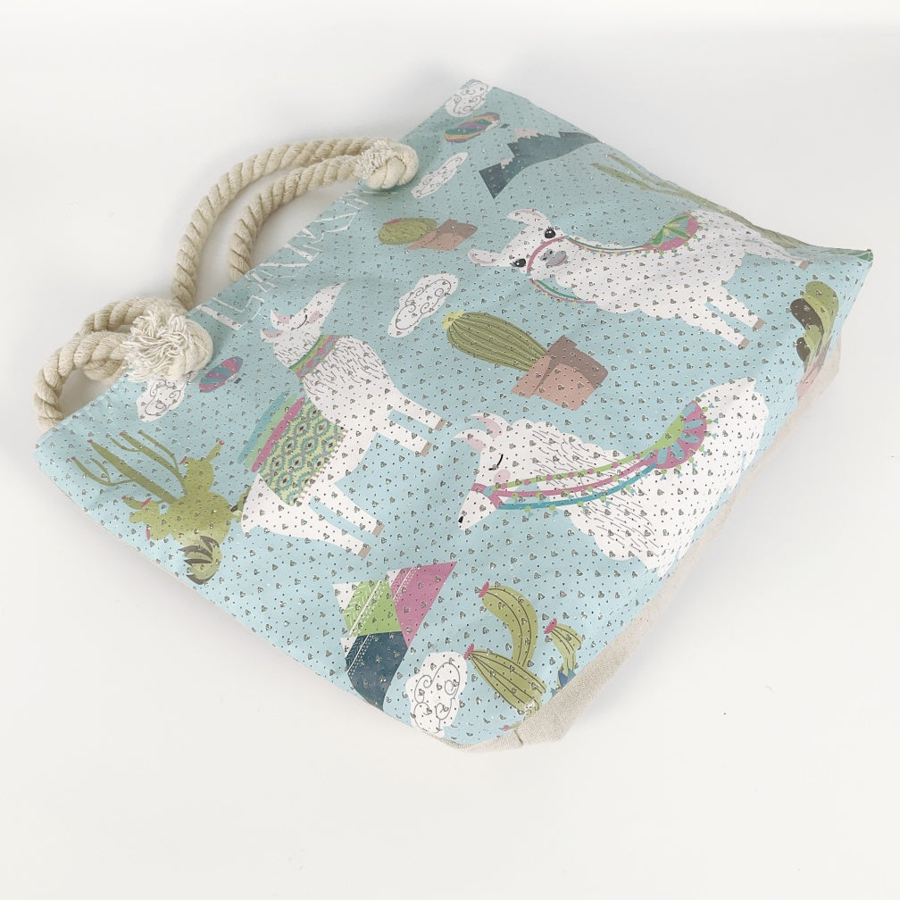 Llama Fun- Canvas Tote with Rope Handles