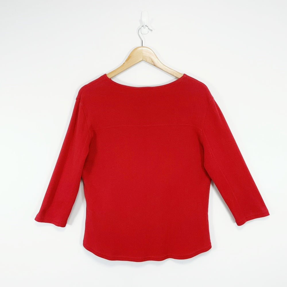 Jean Jones - Red 3/4 Long Sleeve Shirt