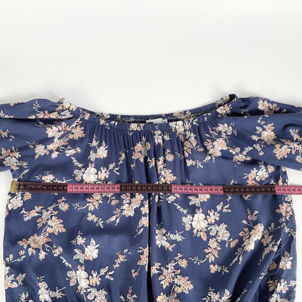 Temt - Navy Floral Viscose Off‑Shoulder Blouse