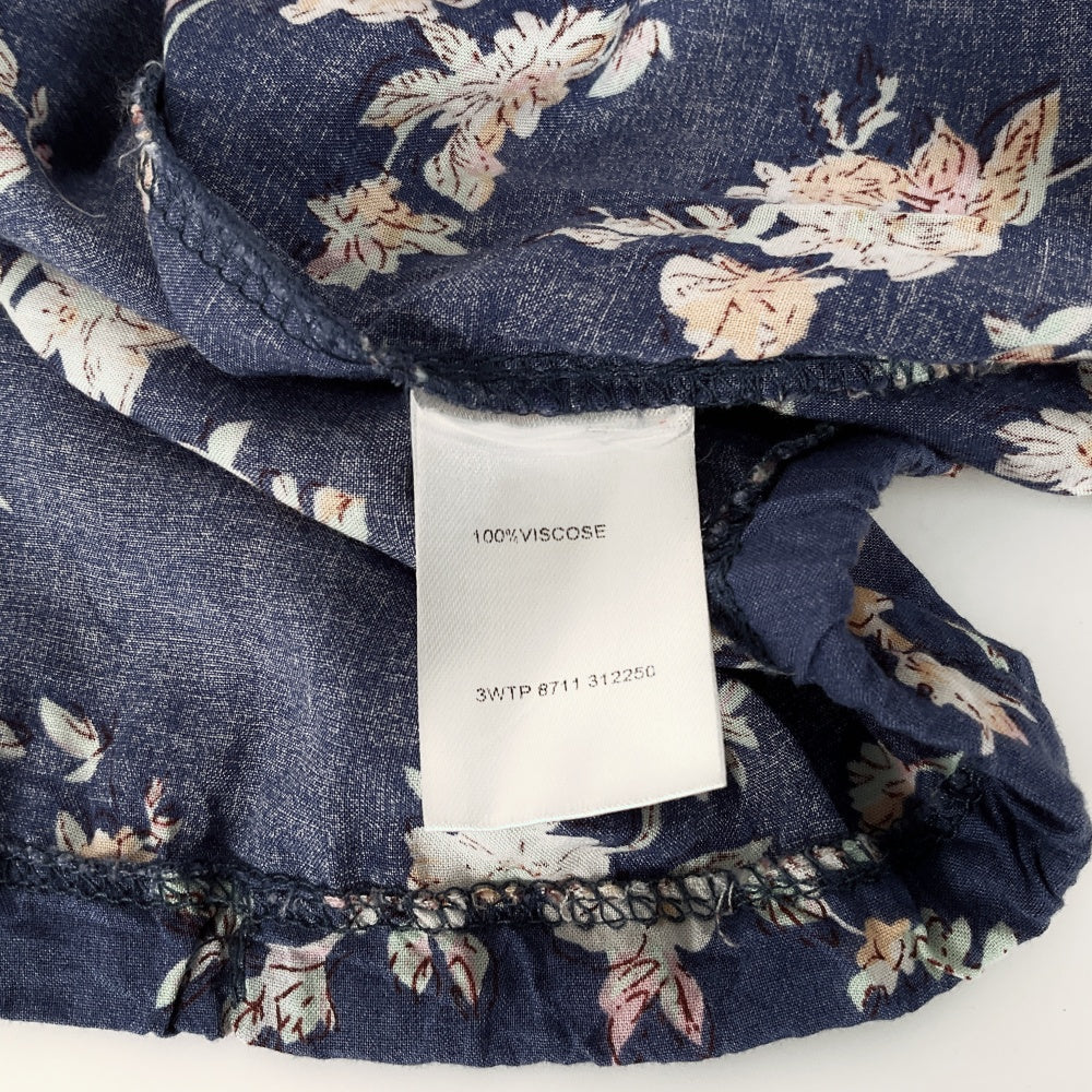 Temt - Navy Floral Viscose Off‑Shoulder Blouse